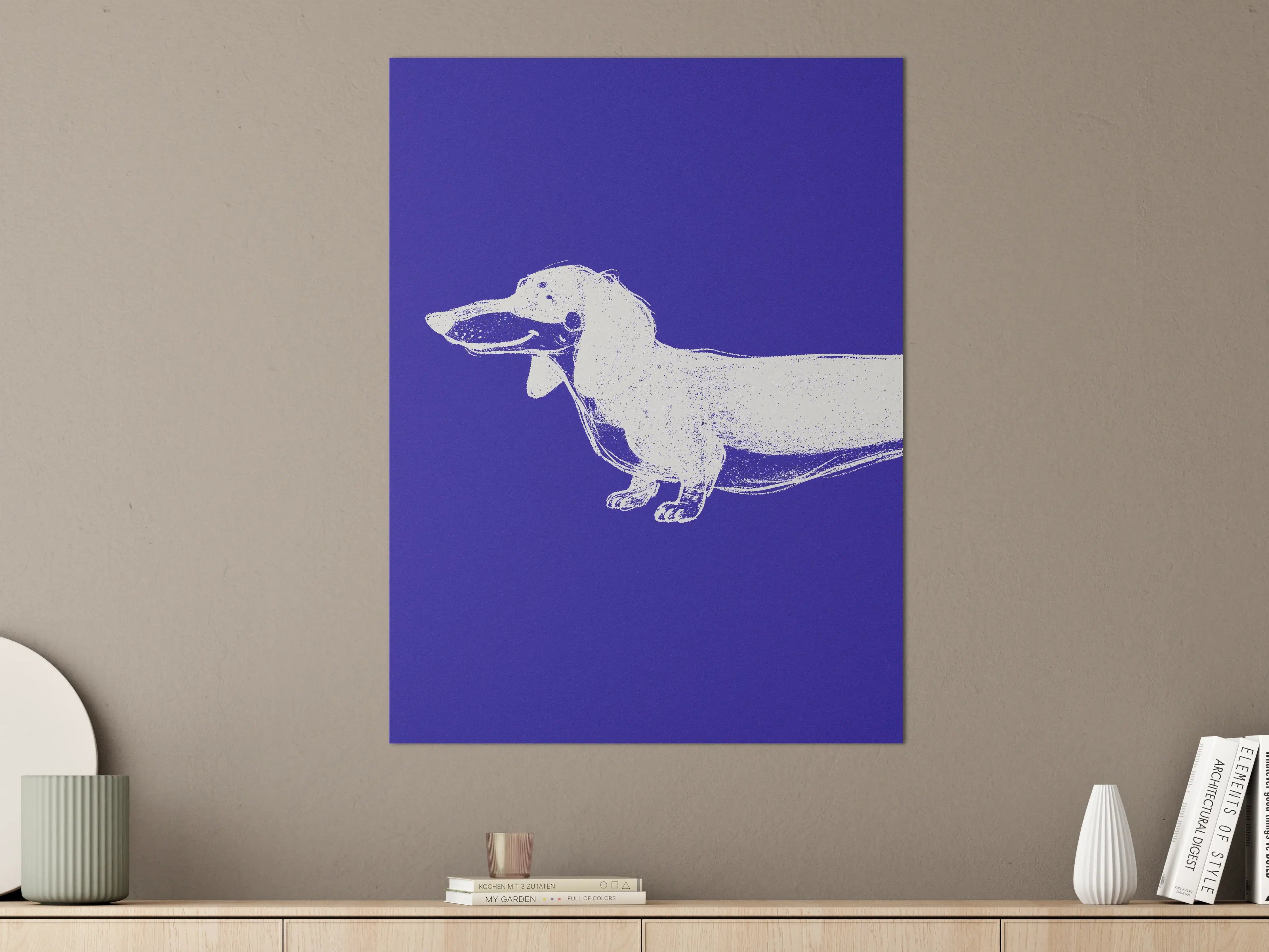 Große Wandbilder - Dachshund Illustration in Blau