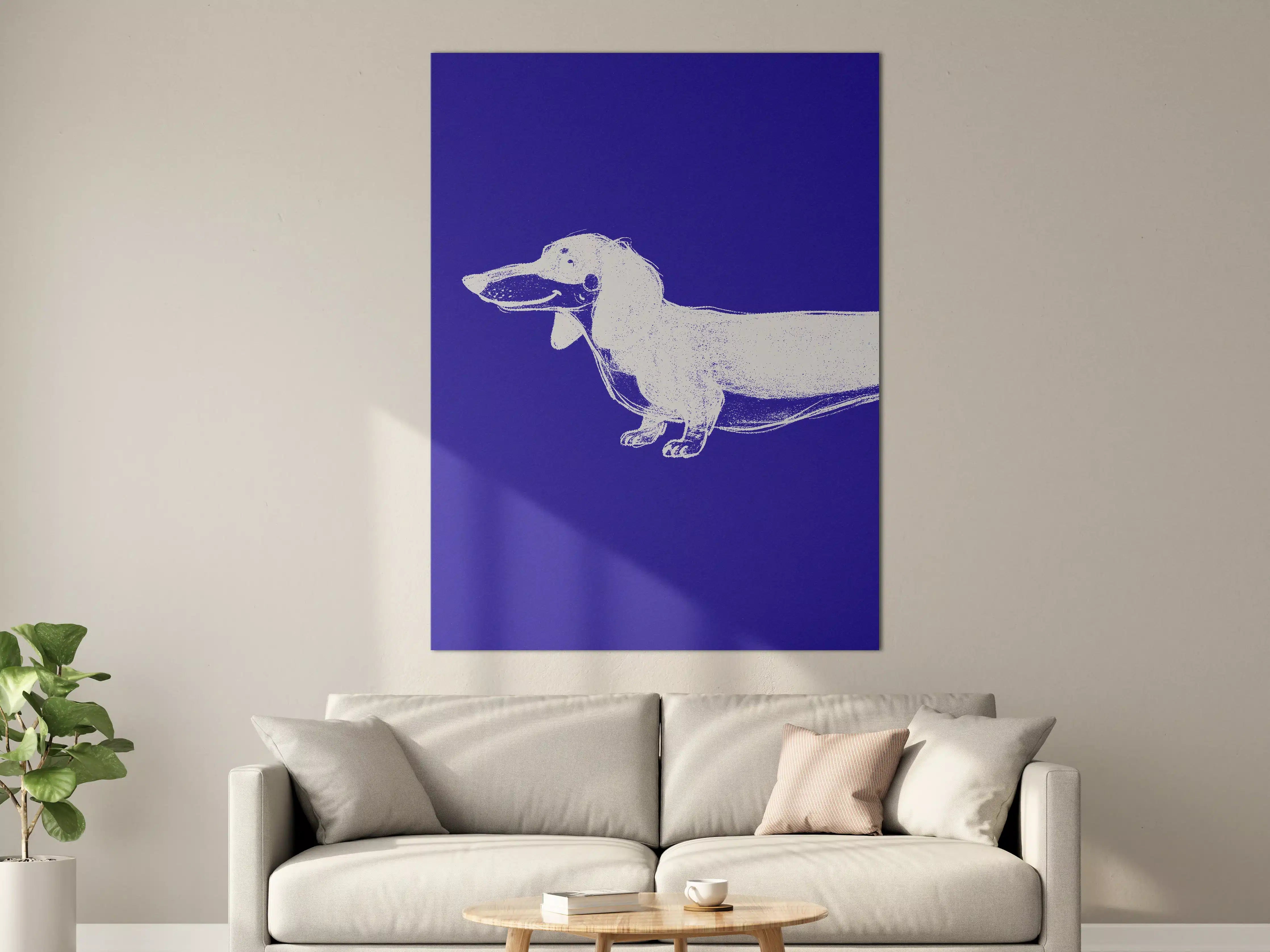 Große Wandbilder - Dachshund Illustration in Blau