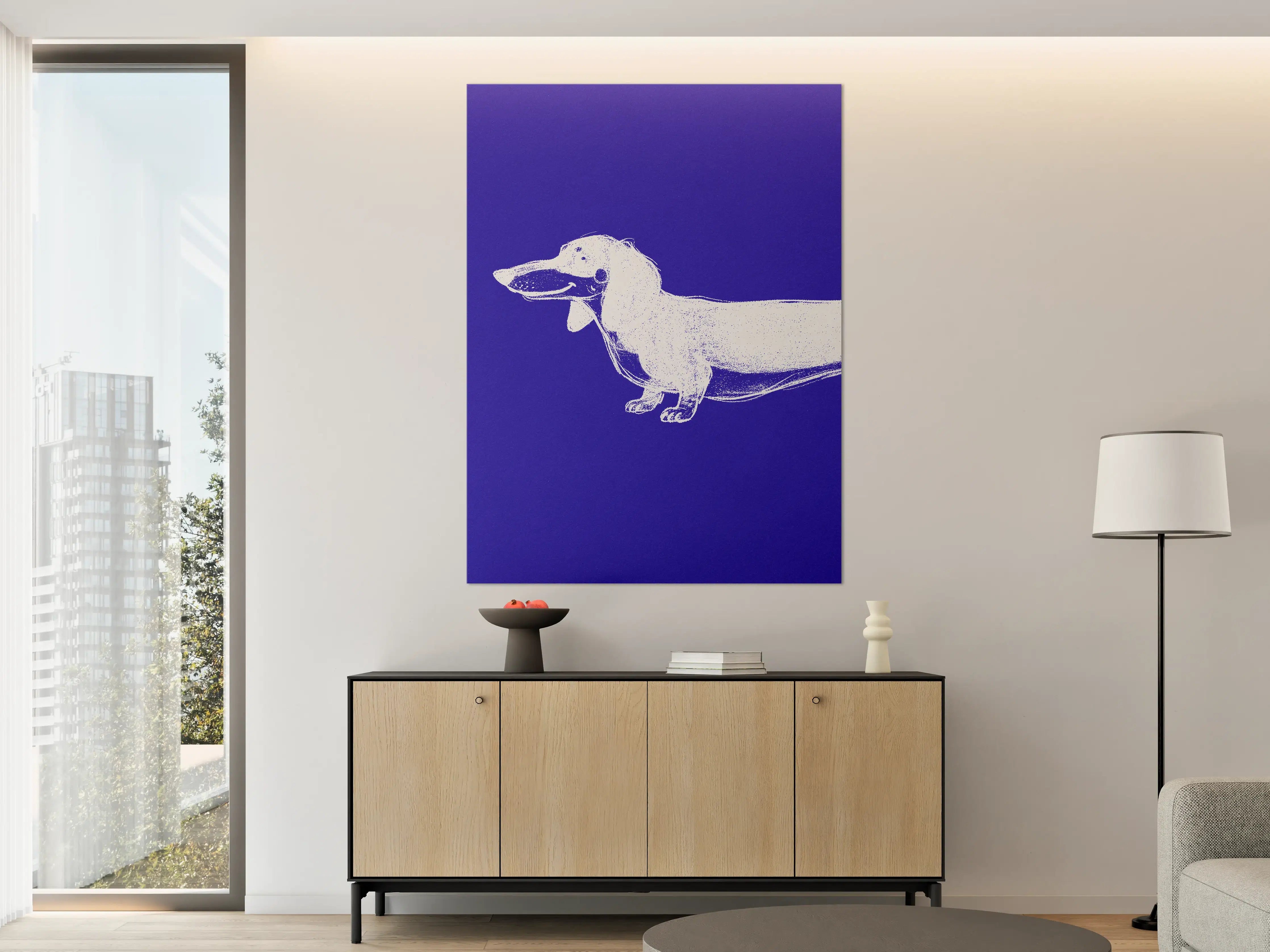 Große Wandbilder - Dachshund Illustration in Blau