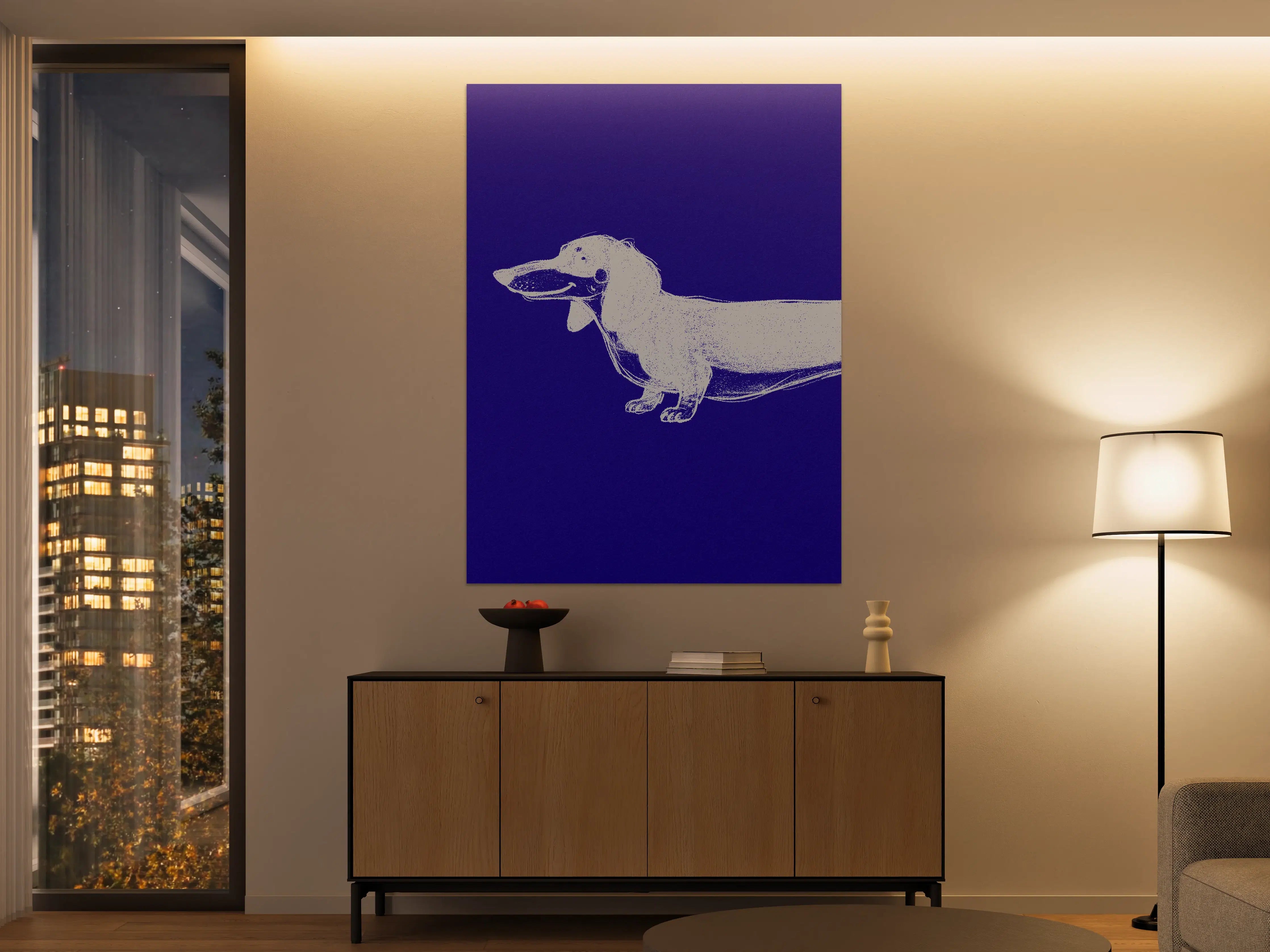 Große Wandbilder - Dachshund Illustration in Blau