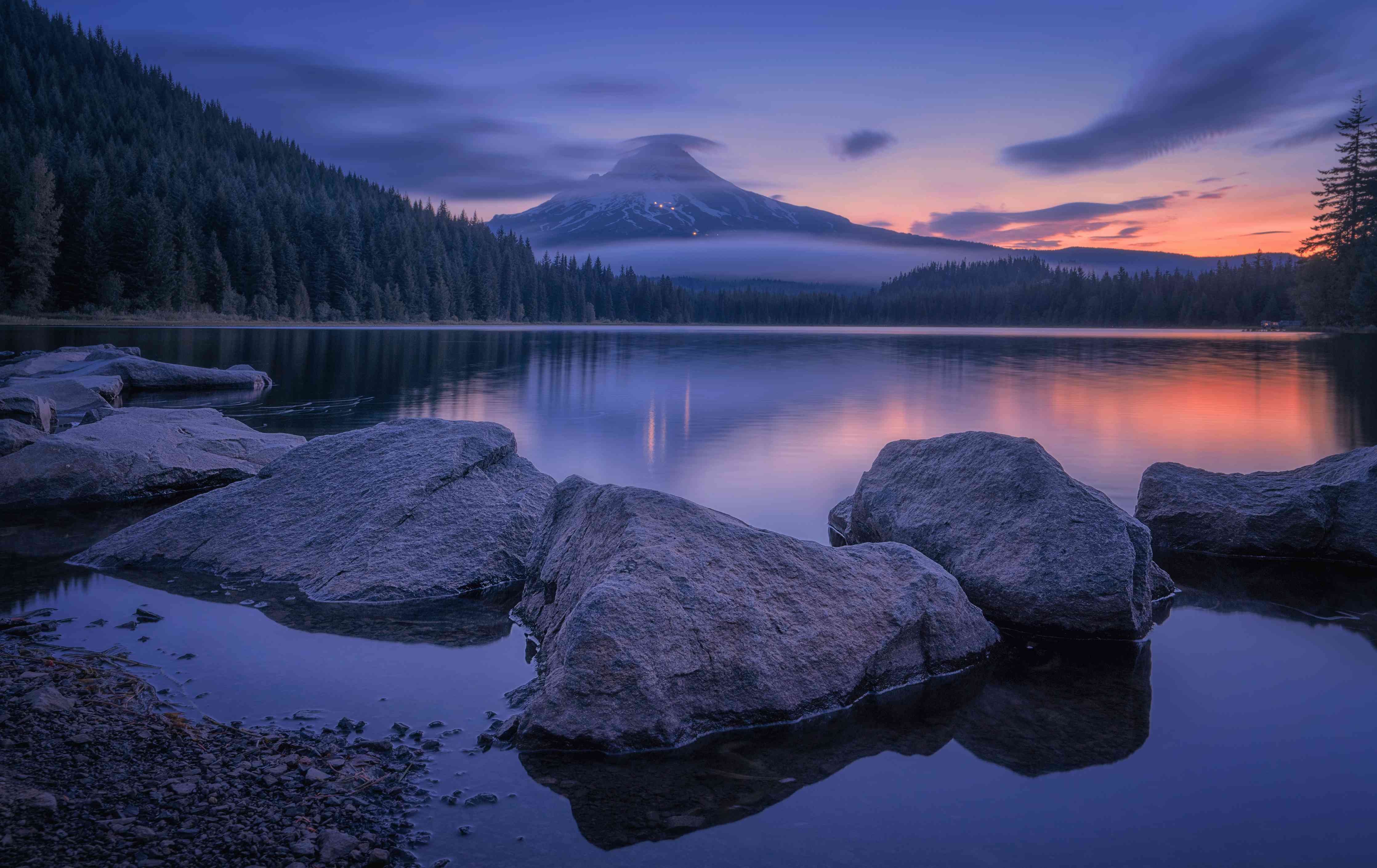 Große Wandbilder-Dämmerungsstimmung am Bergsee