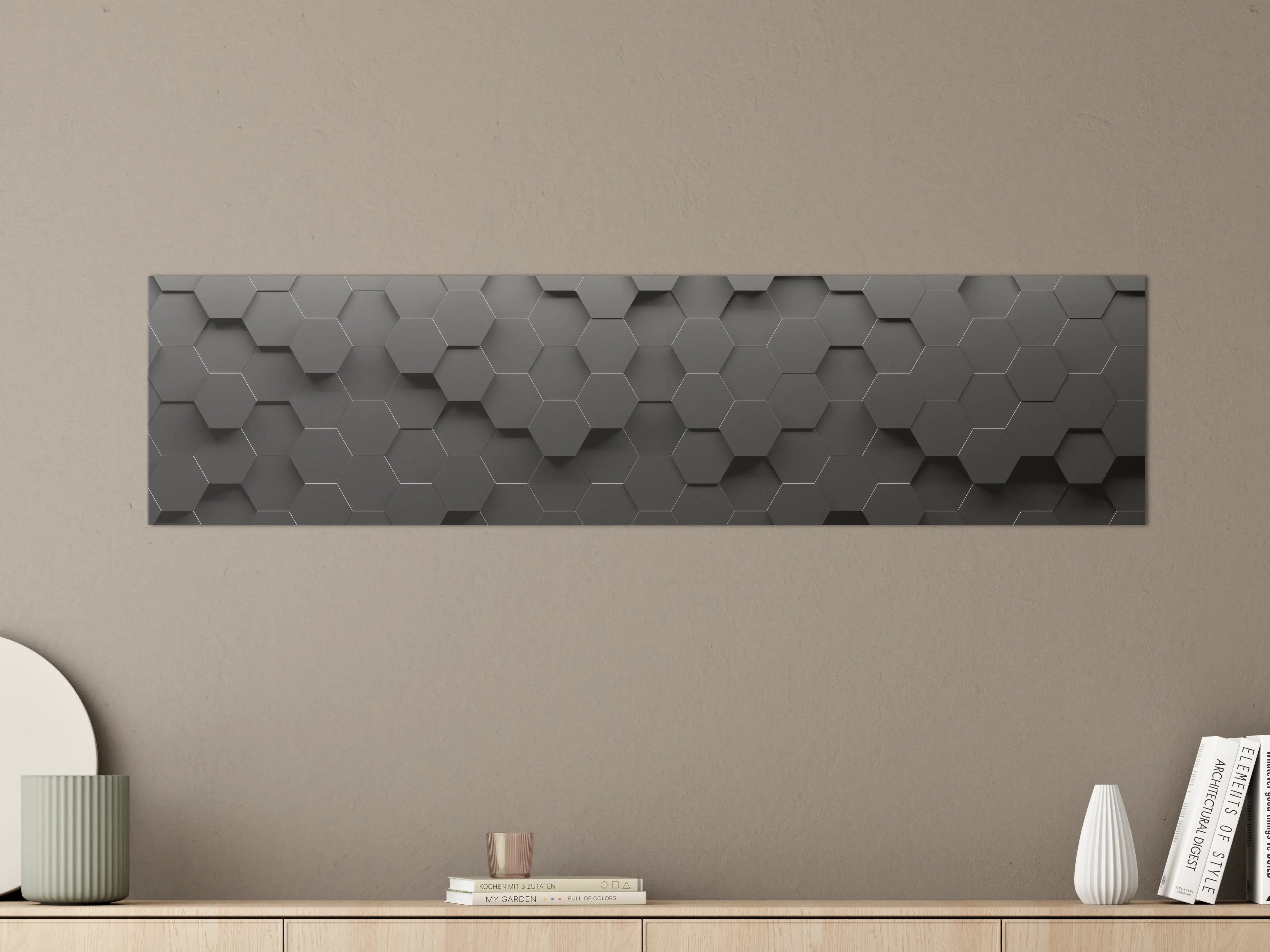 Große Wandbilder - Detaillierte Hexagon-Struktur in Schwarz
