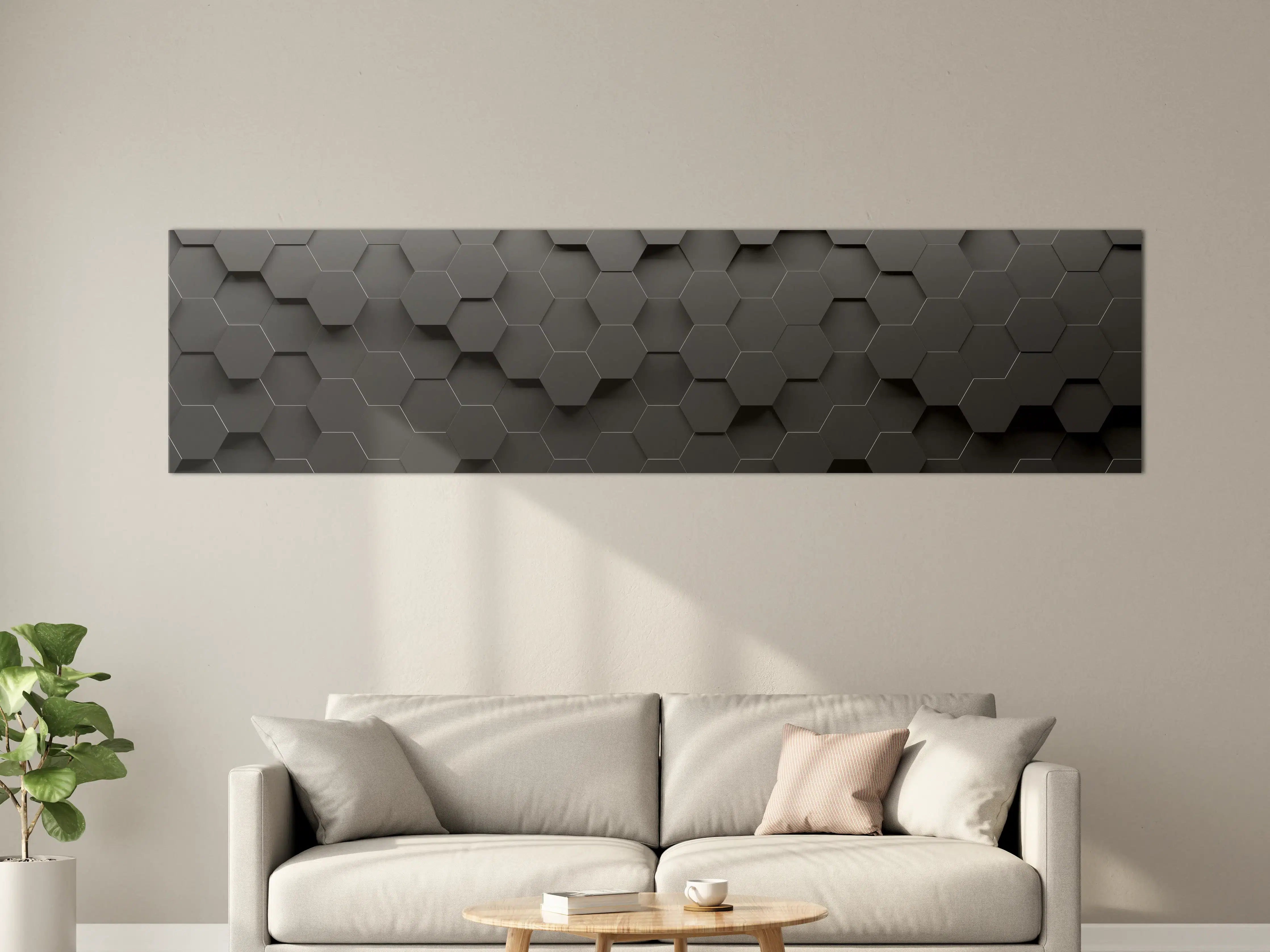 Große Wandbilder - Detaillierte Hexagon-Struktur in Schwarz