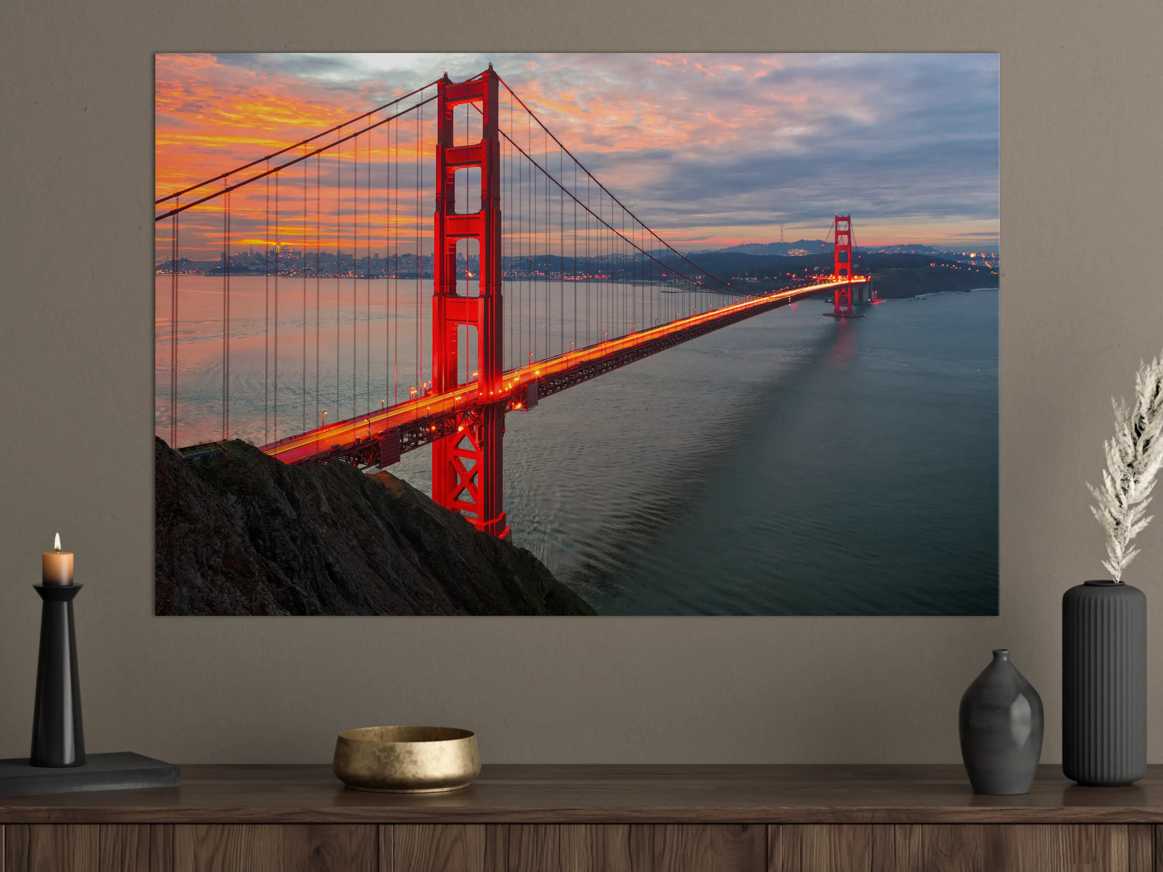 Große Wandbilder - Die Golden Gate Bridge bei Sonnenaufgang