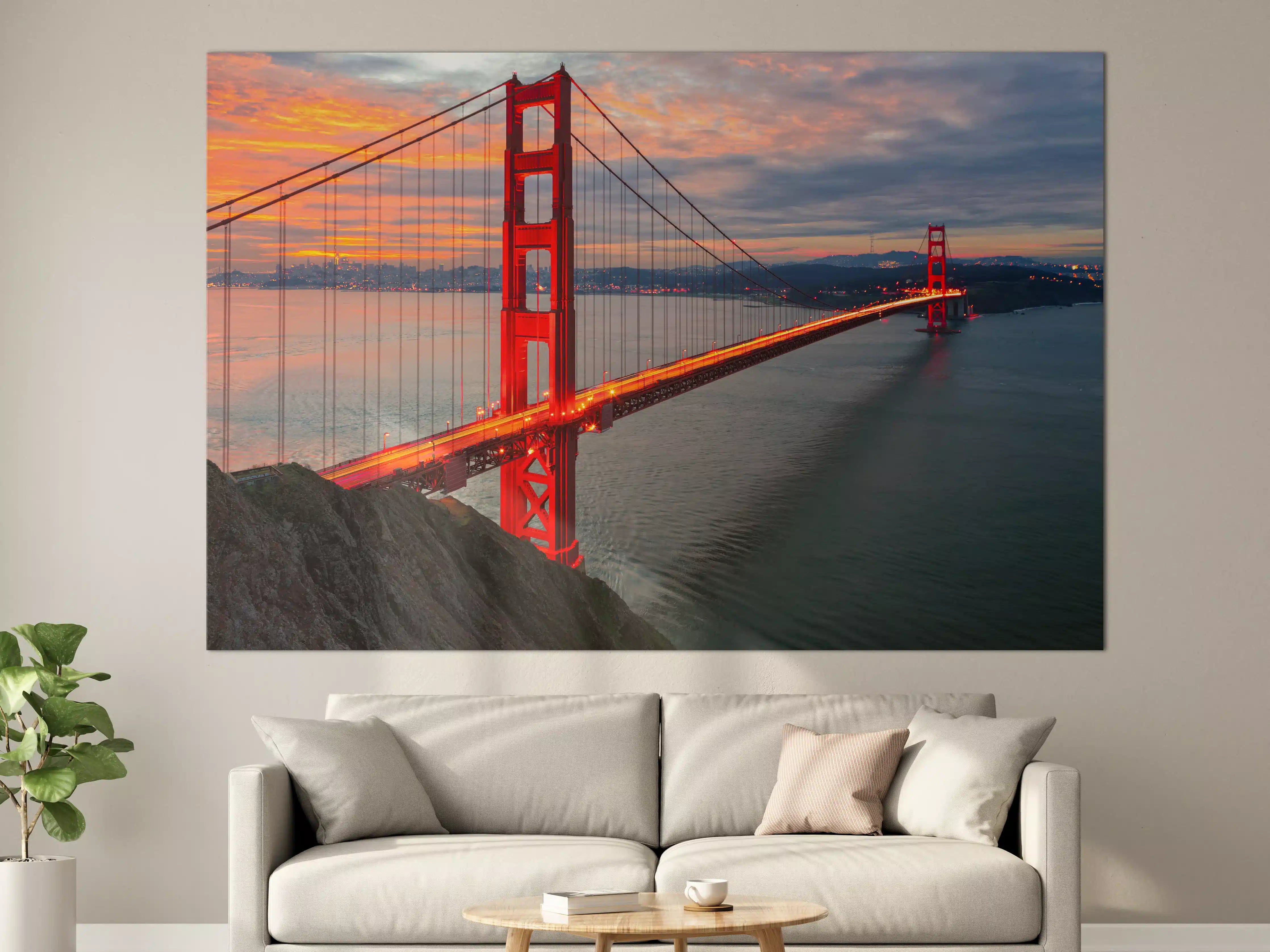 Große Wandbilder - Die Golden Gate Bridge bei Sonnenaufgang