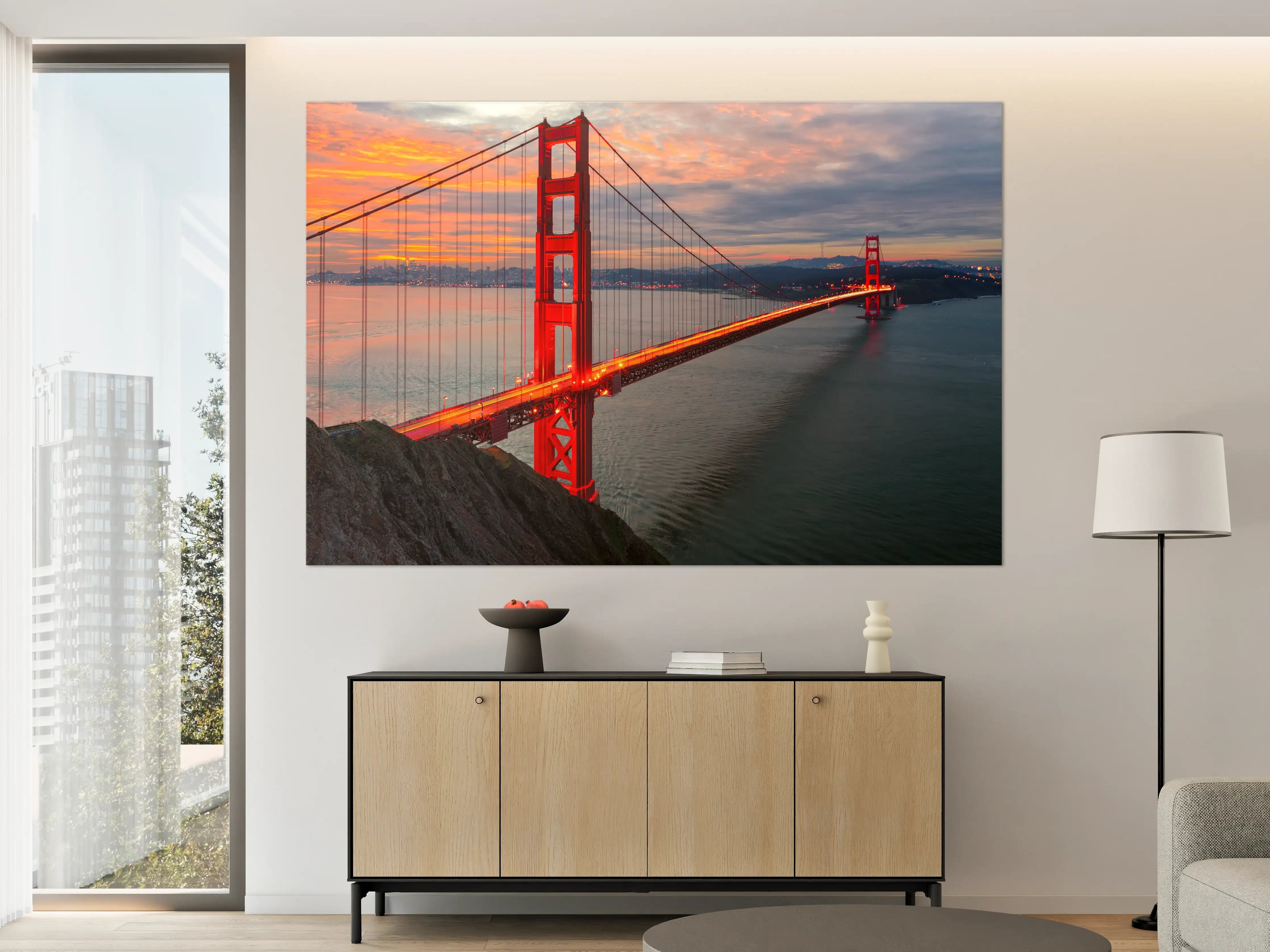 Große Wandbilder - Die Golden Gate Bridge bei Sonnenaufgang