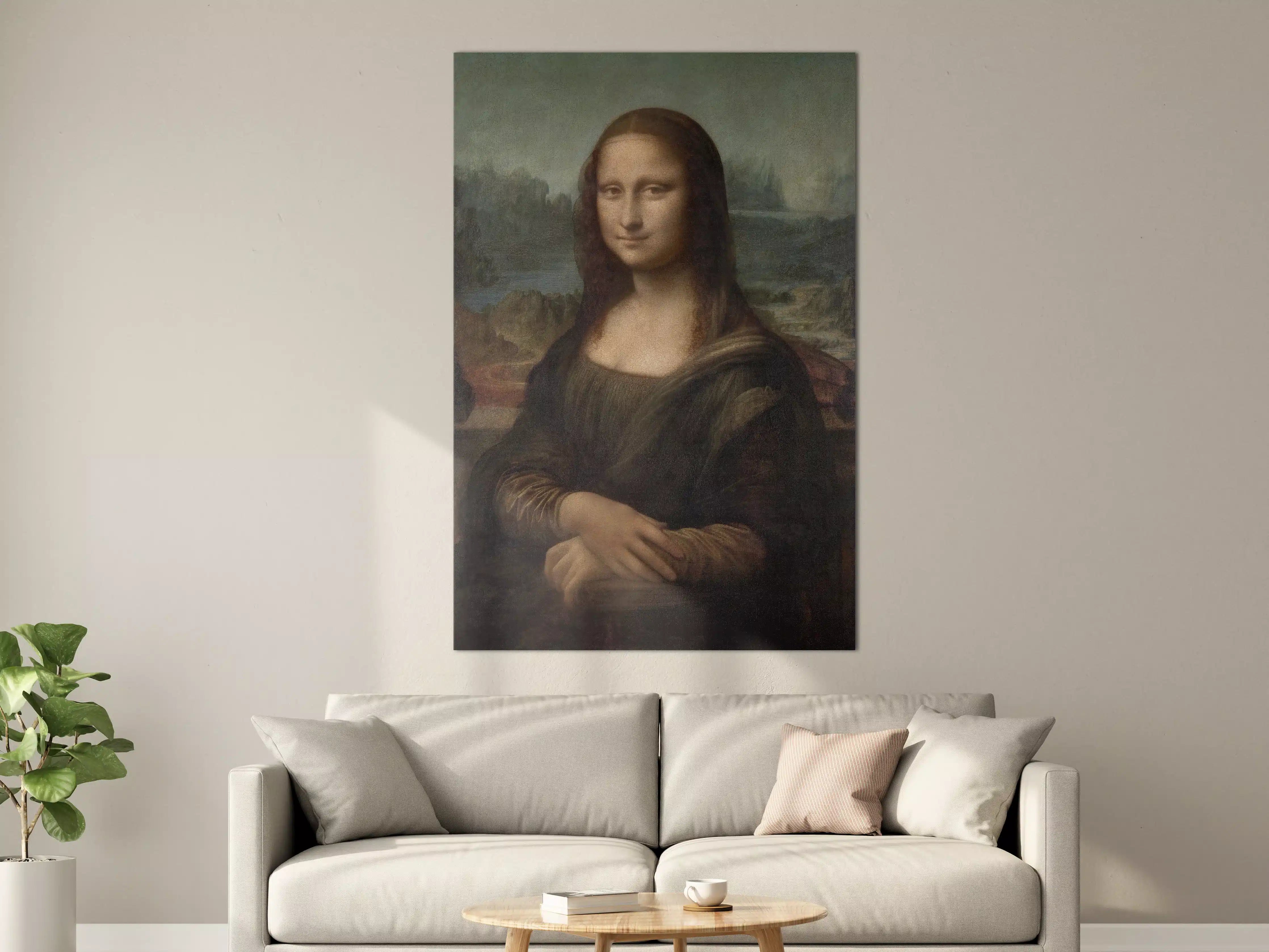 Große Wandbilder - Die Mona Lisa in sanften Grau- und Beigetönen