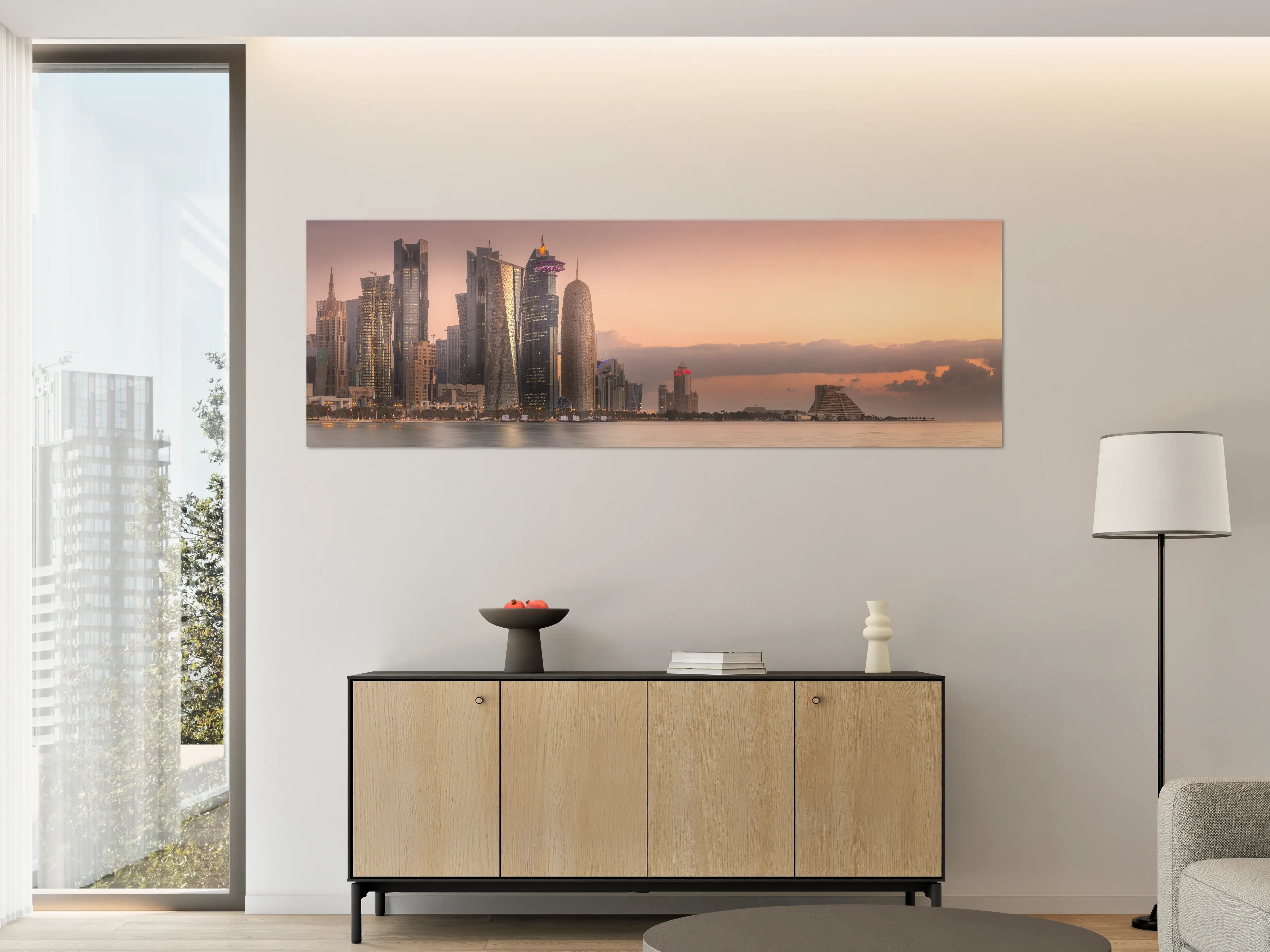 Große Wandbilder - Die Skyline von West Bay und Doha City