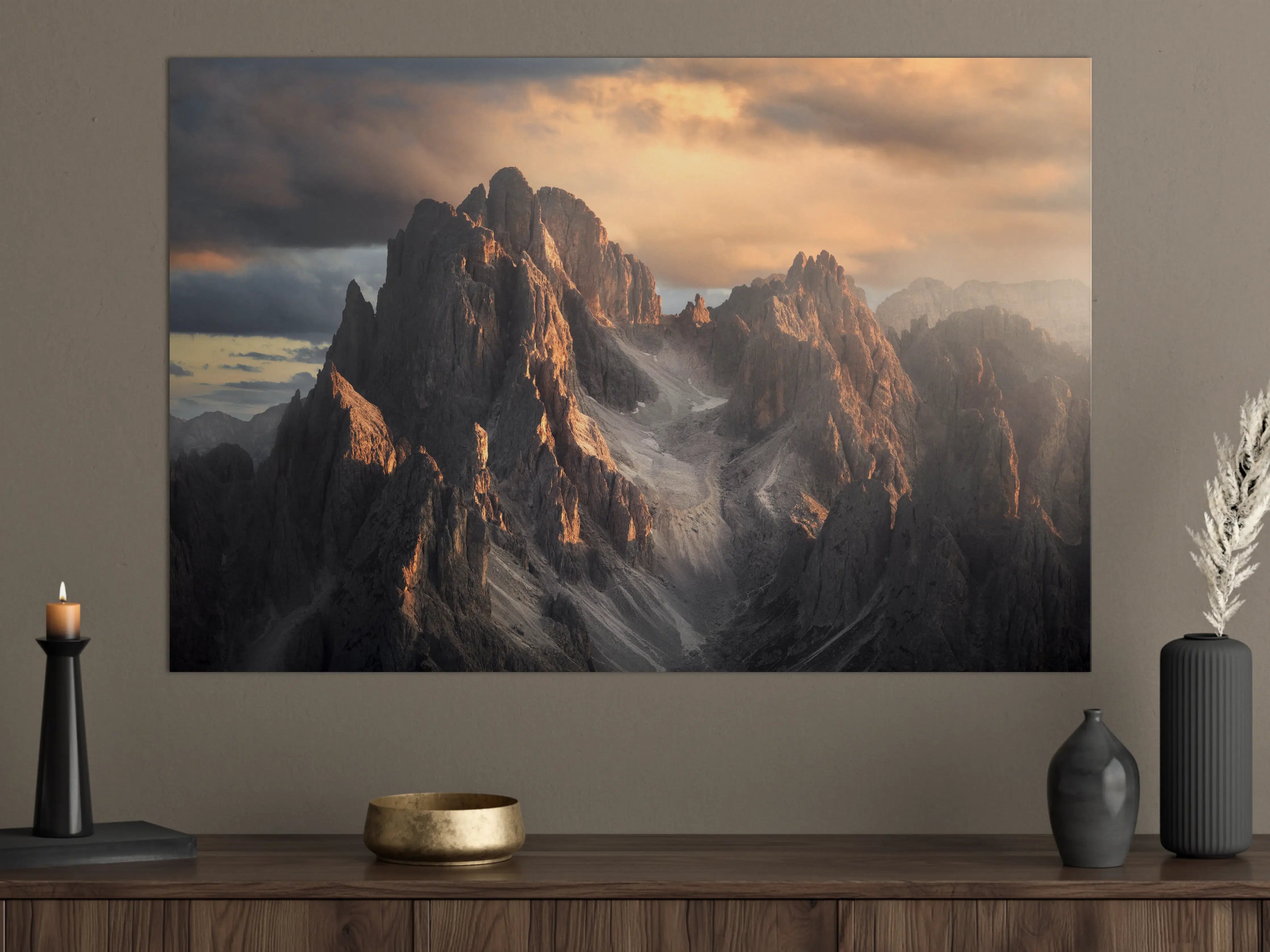 Große Wandbilder - Dramatische Berglandschaft bei Sonnenuntergang