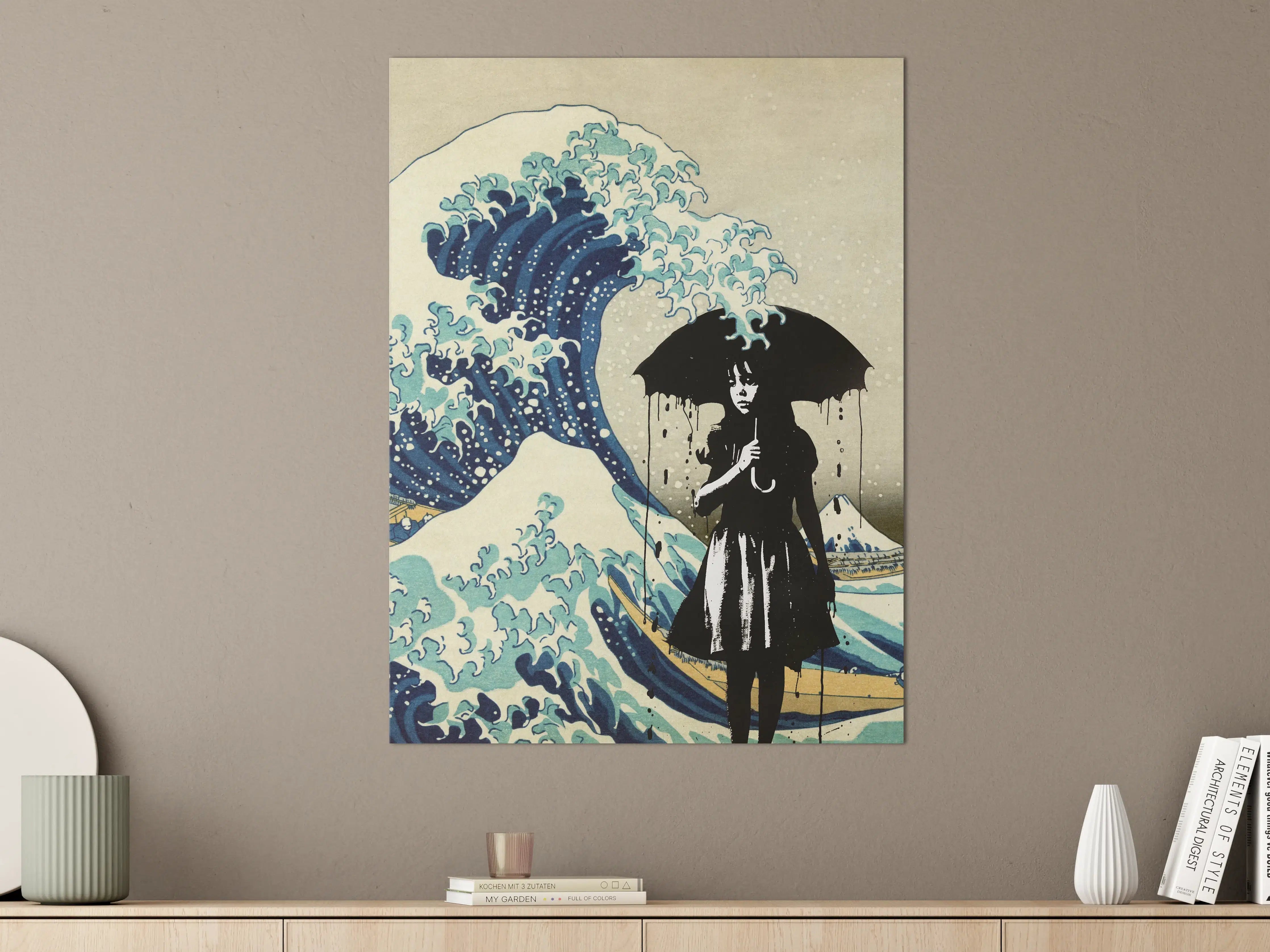 Große Wandbilder - Dramatische Meerwellen mit dunkler Figur