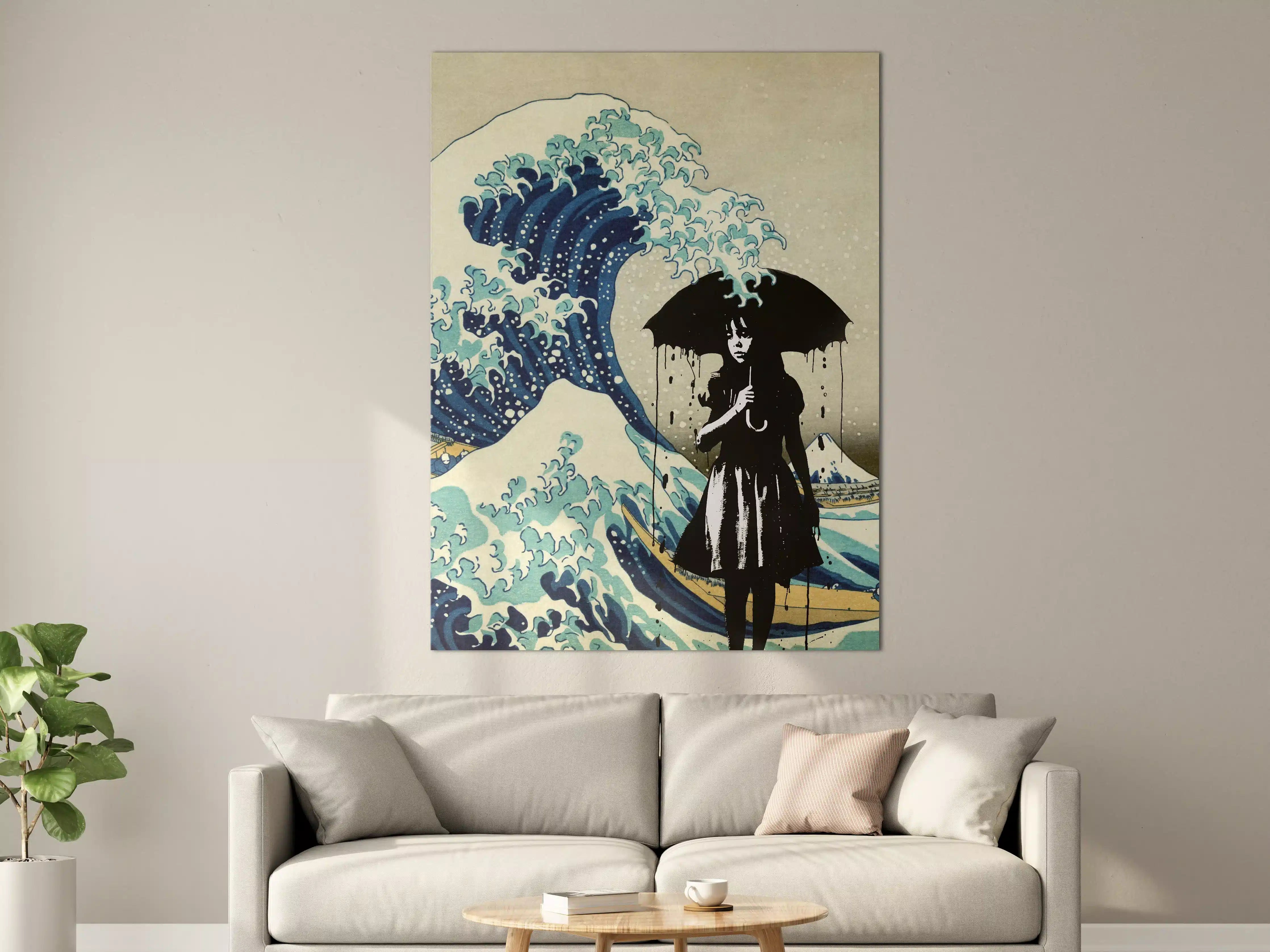 Große Wandbilder - Dramatische Meerwellen mit dunkler Figur