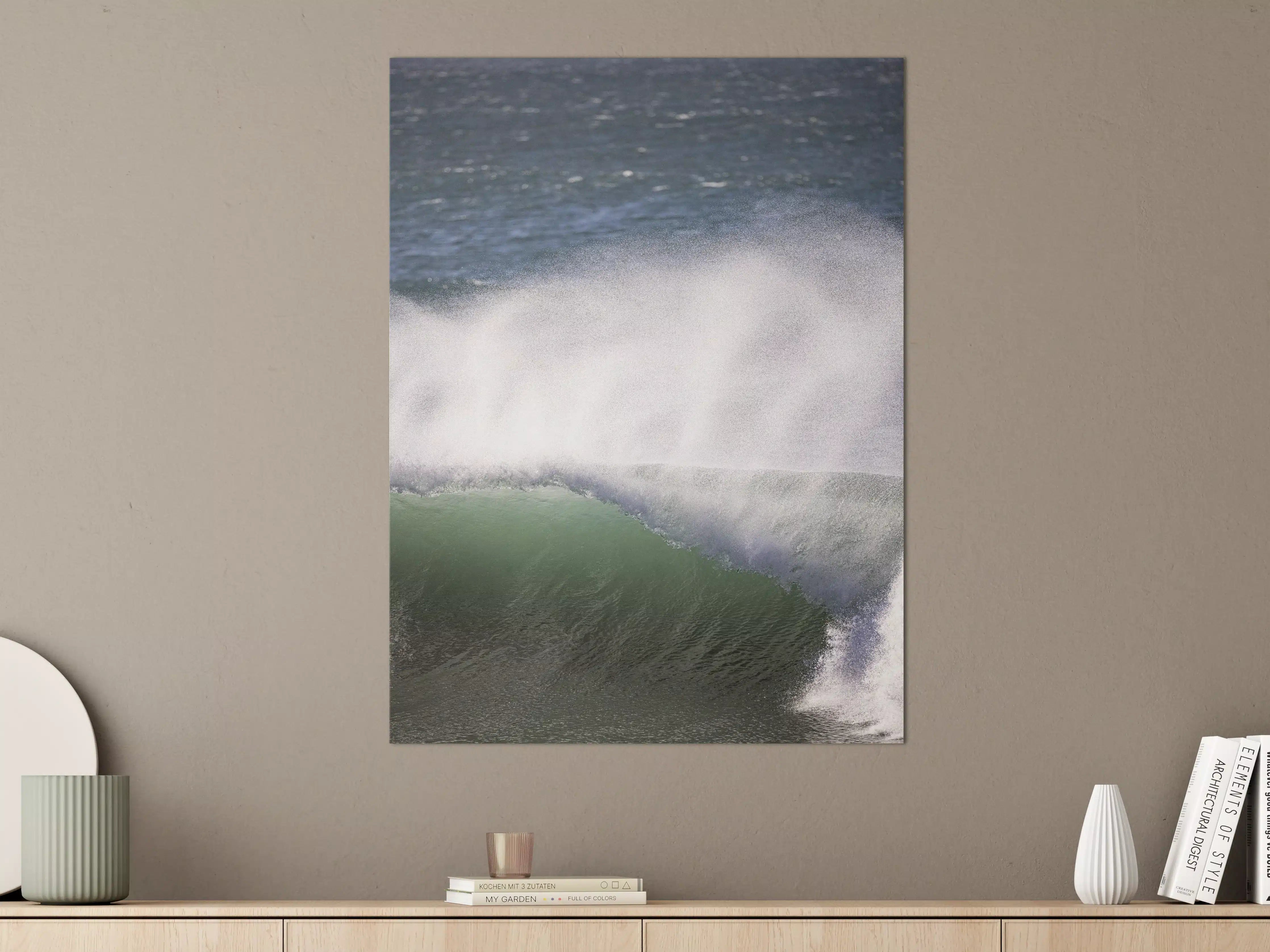 Große Wandbilder - Dramatische Ozeanwellen in Grau-Weiß