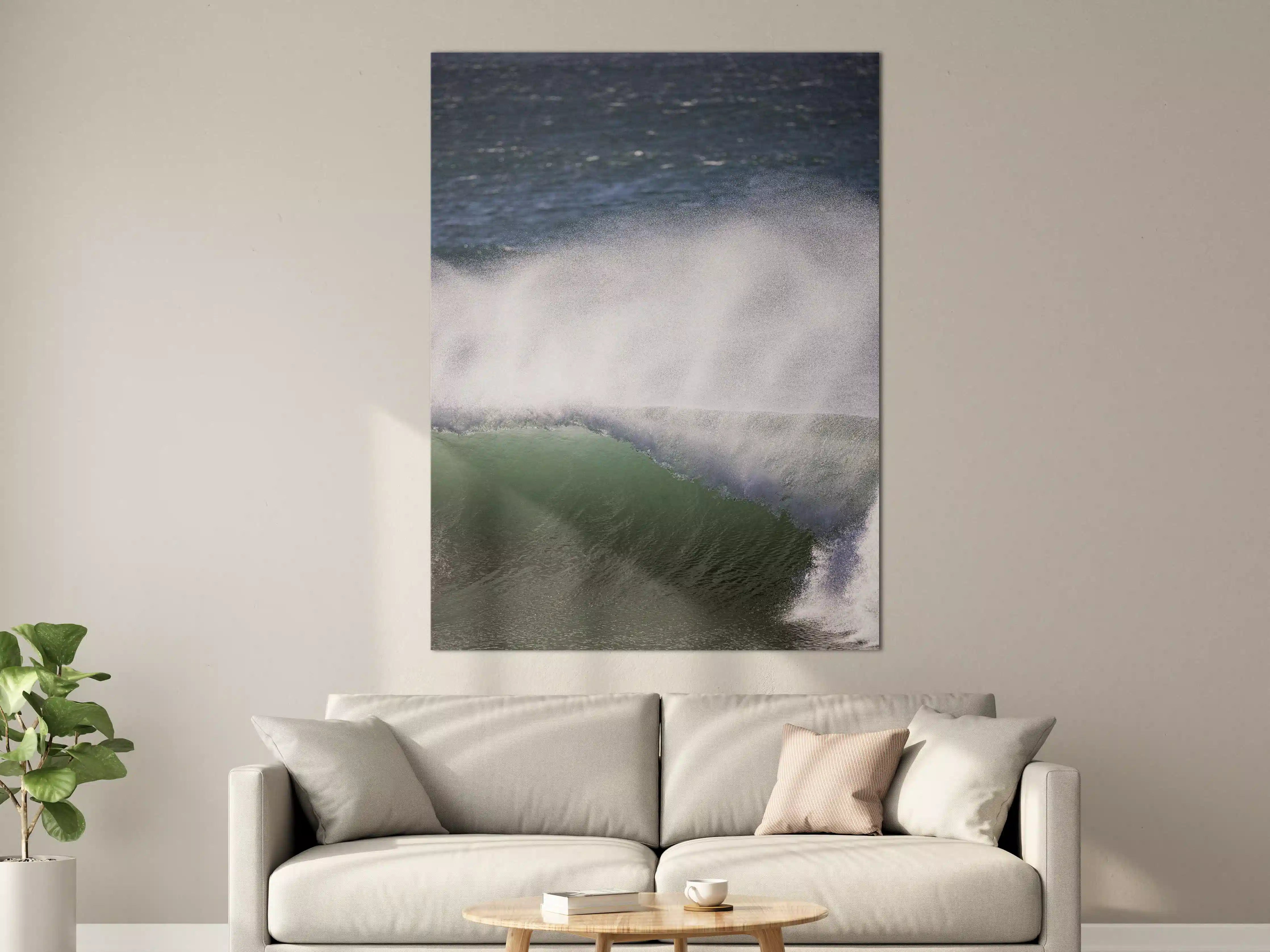 Große Wandbilder - Dramatische Ozeanwellen in Grau-Weiß