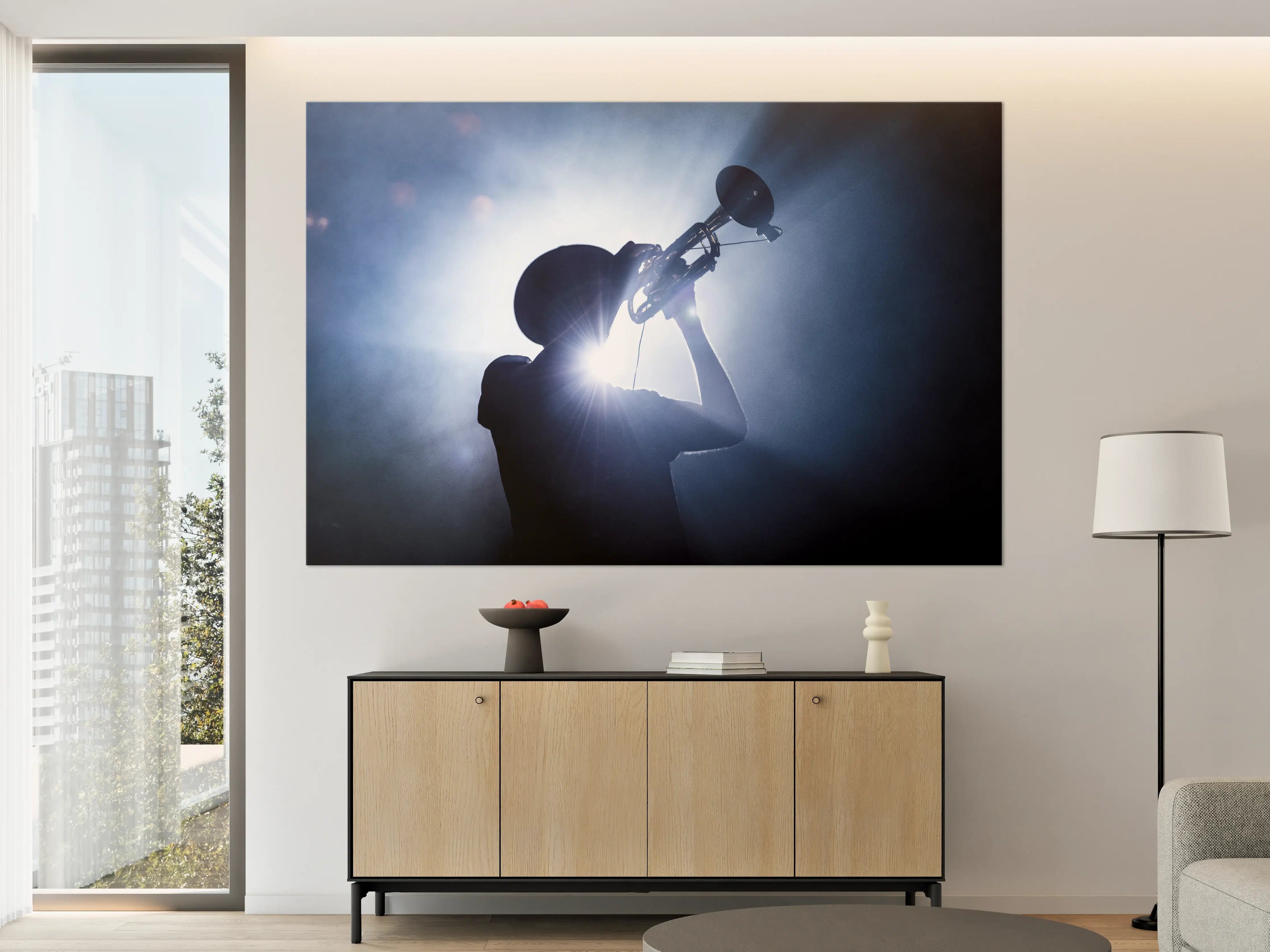 Große Wandbilder - Dramatische Silhouette mit Megaphon