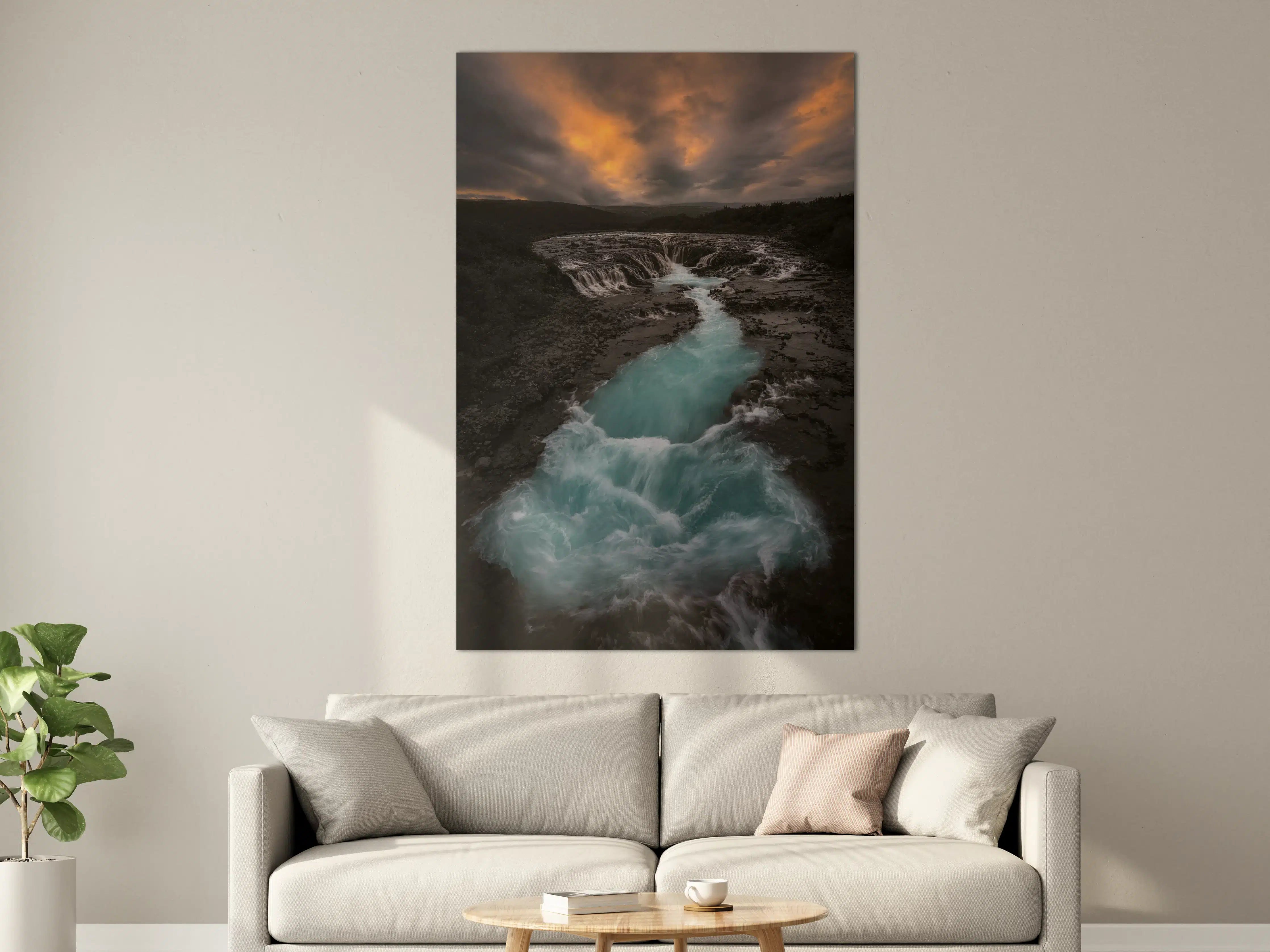 Große Wandbilder - Dramatischer Fluss bei Sonnenuntergang