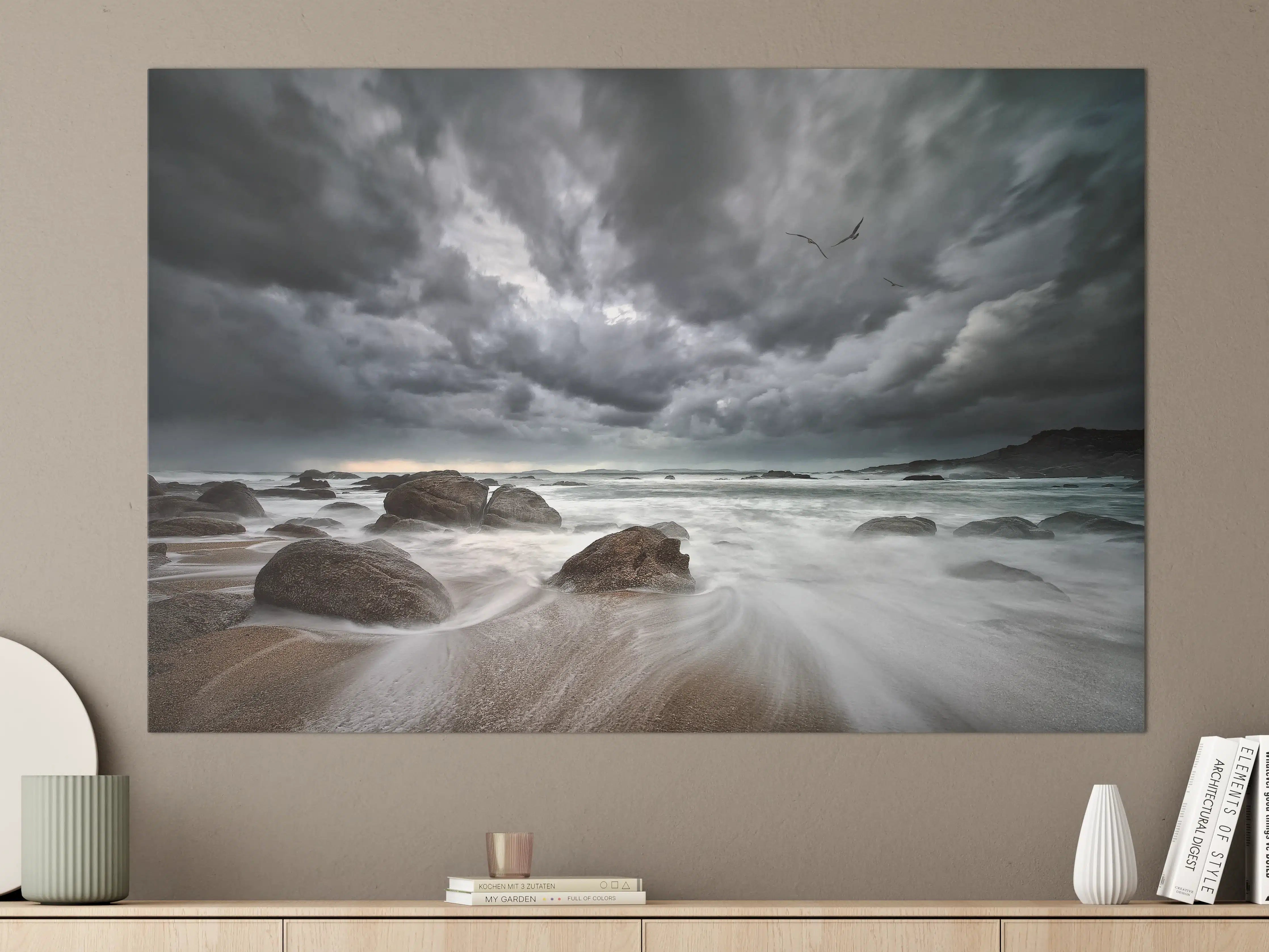 Große Wandbilder - Dramatischer Meeressturm mit dunklen Wolken