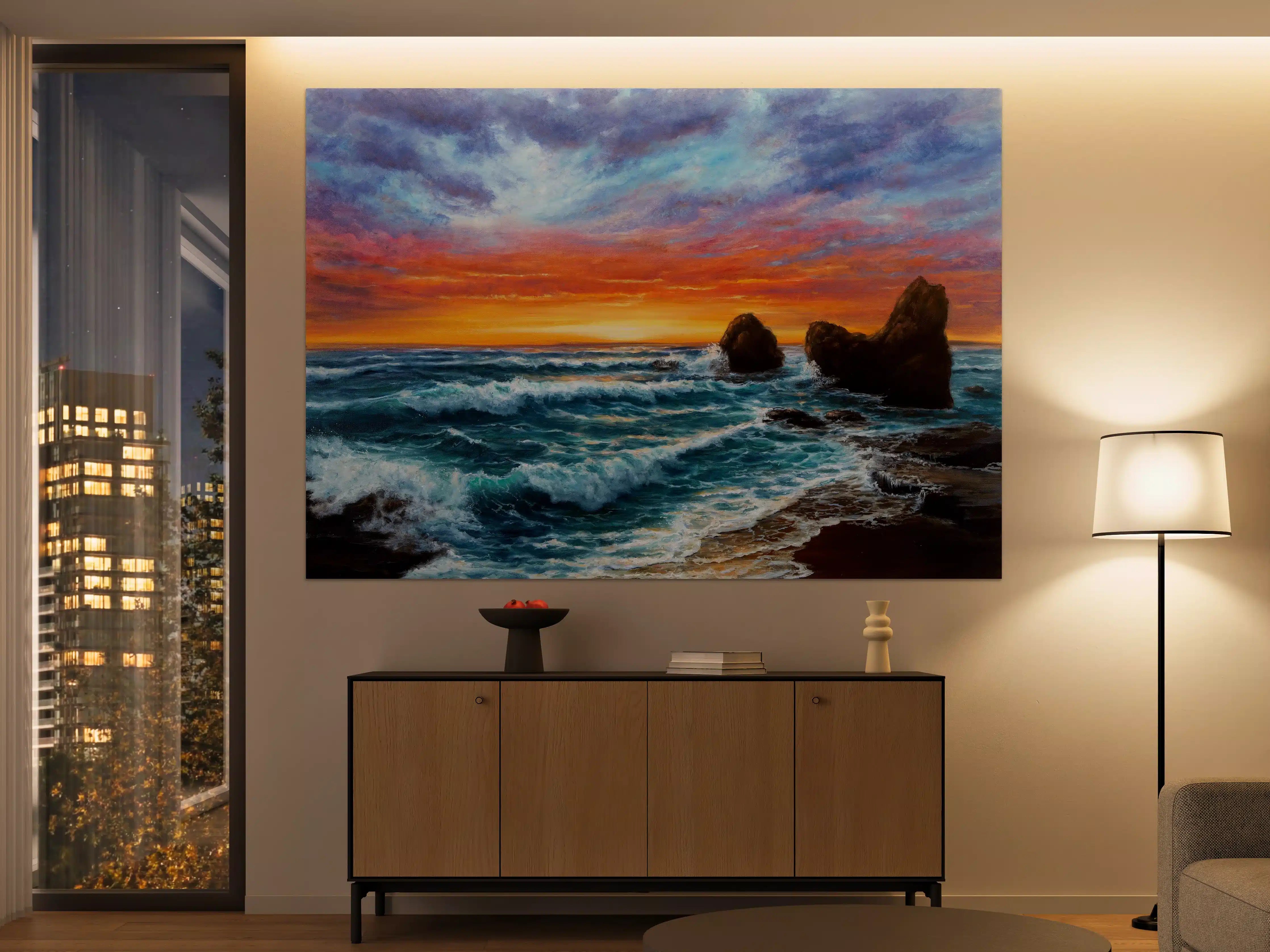 Große Wandbilder - Dramatischer Sonnenuntergang am Meer