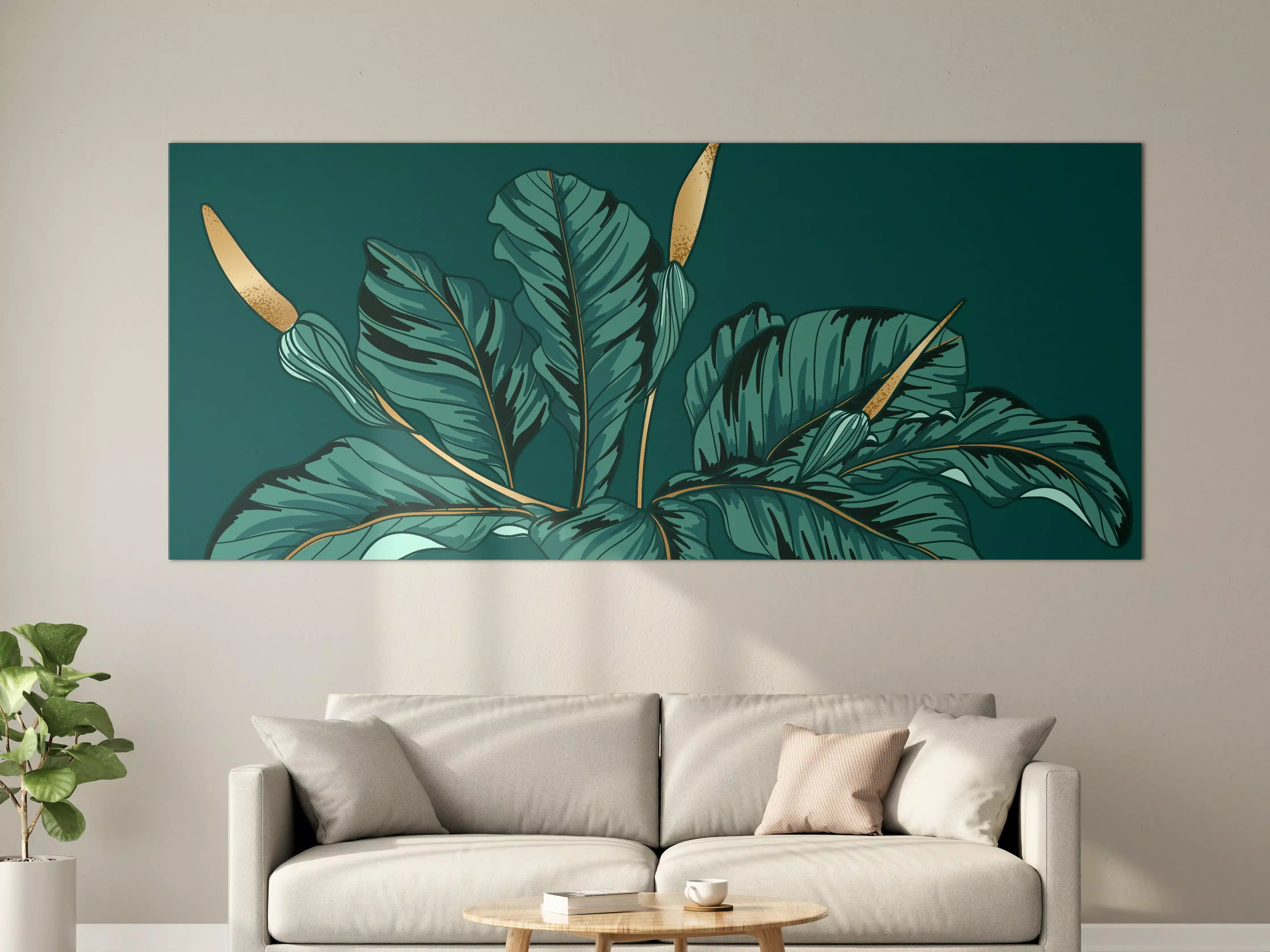 Große Wandbilder - Dschungel-Grün-Blatt-Design