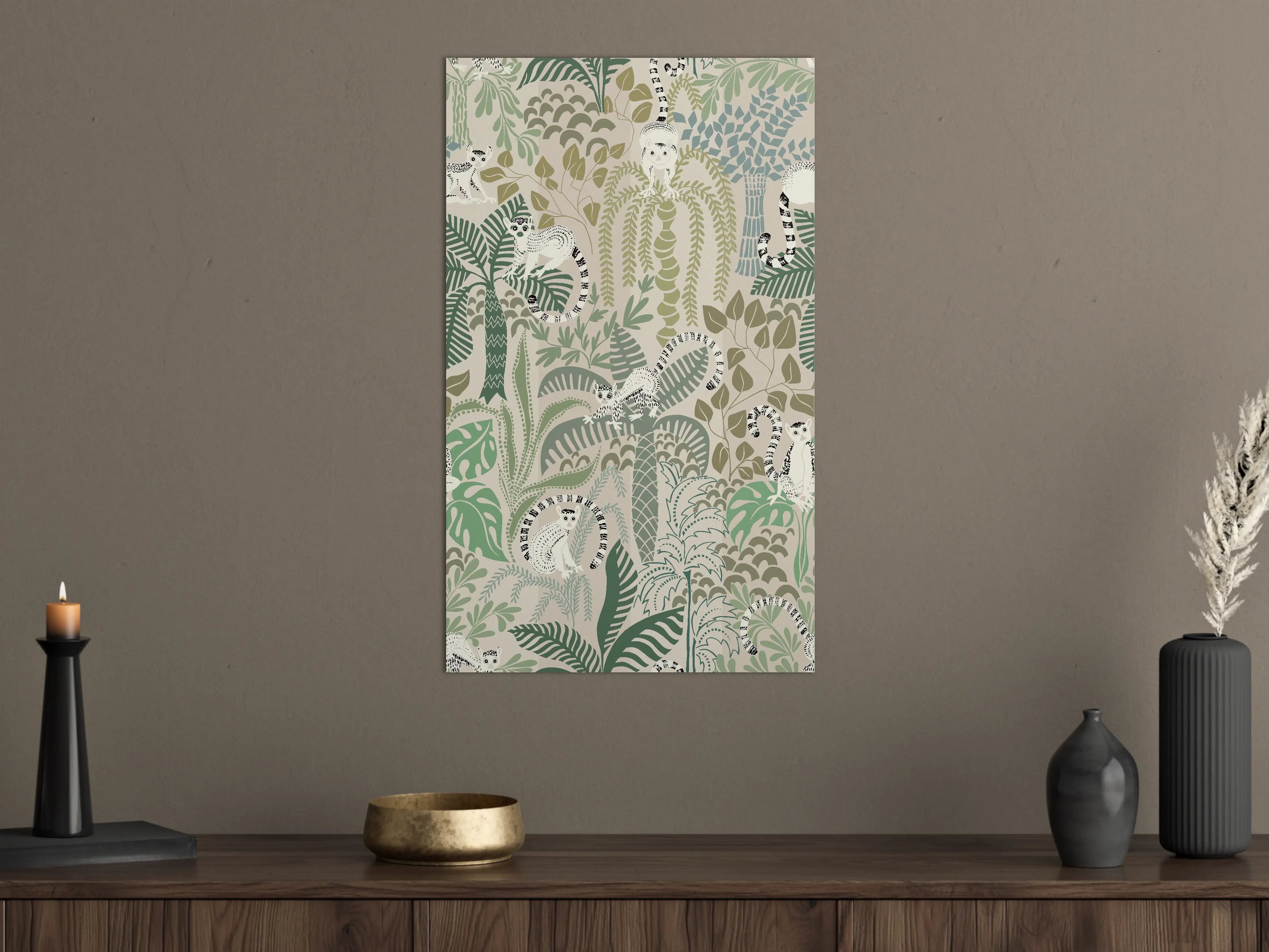 Große Wandbilder - Dschungel mit weißen Tigern und vielfältiger Vegetation