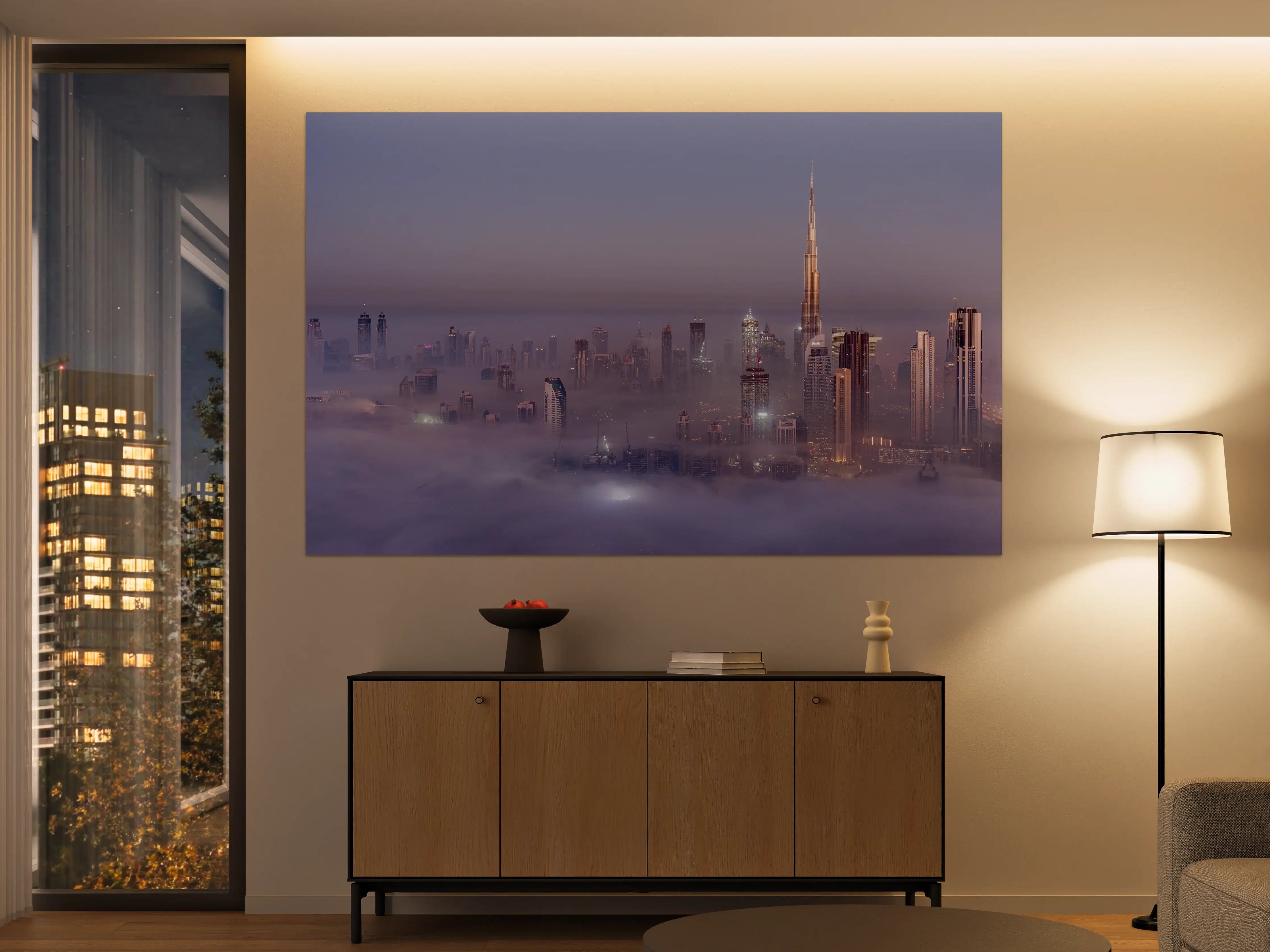 Große Wandbilder - Dubai Skyline bei Sonnenaufgang