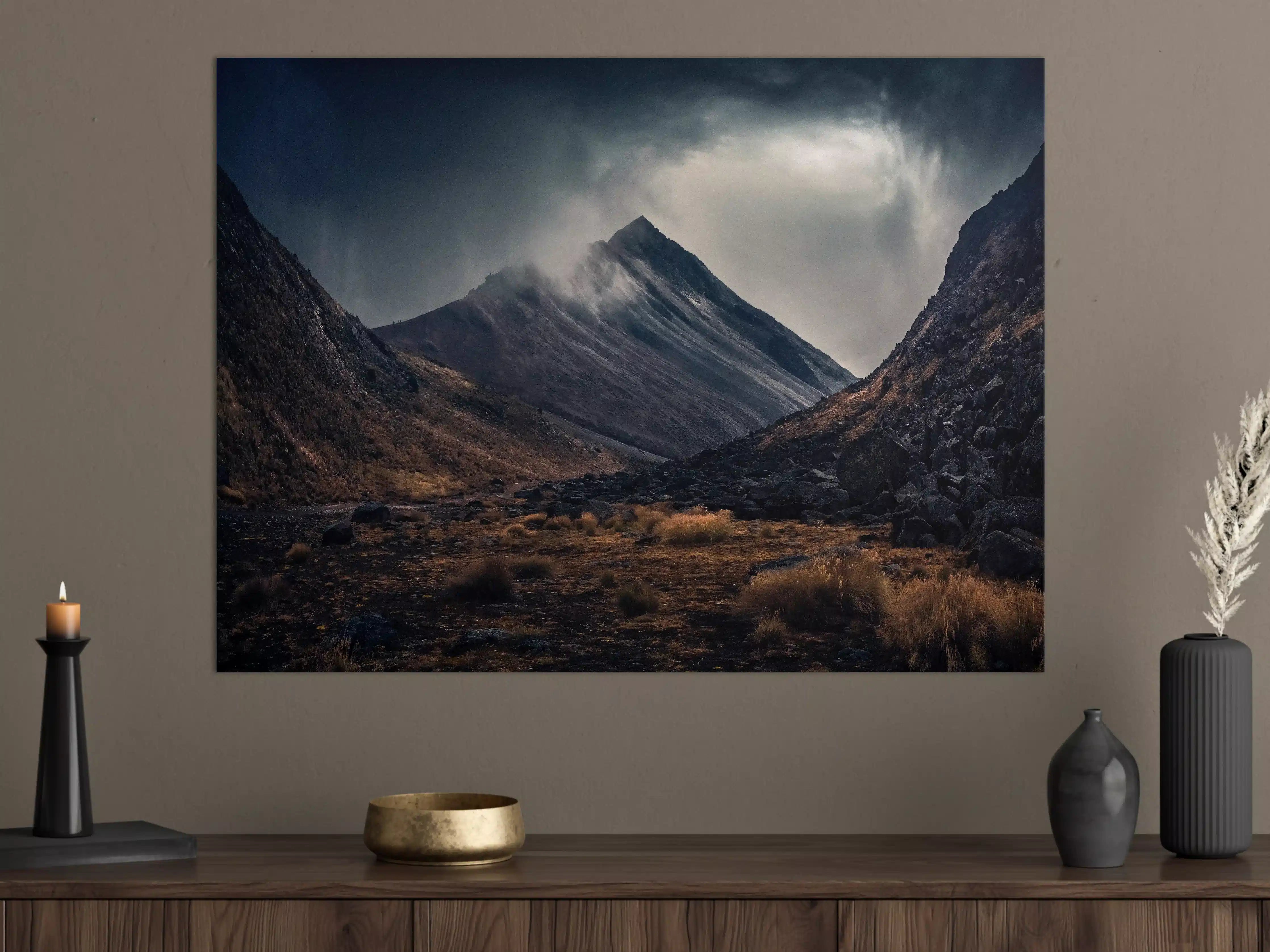 Große Wandbilder - Düstere Berglandschaft Naturdrama
