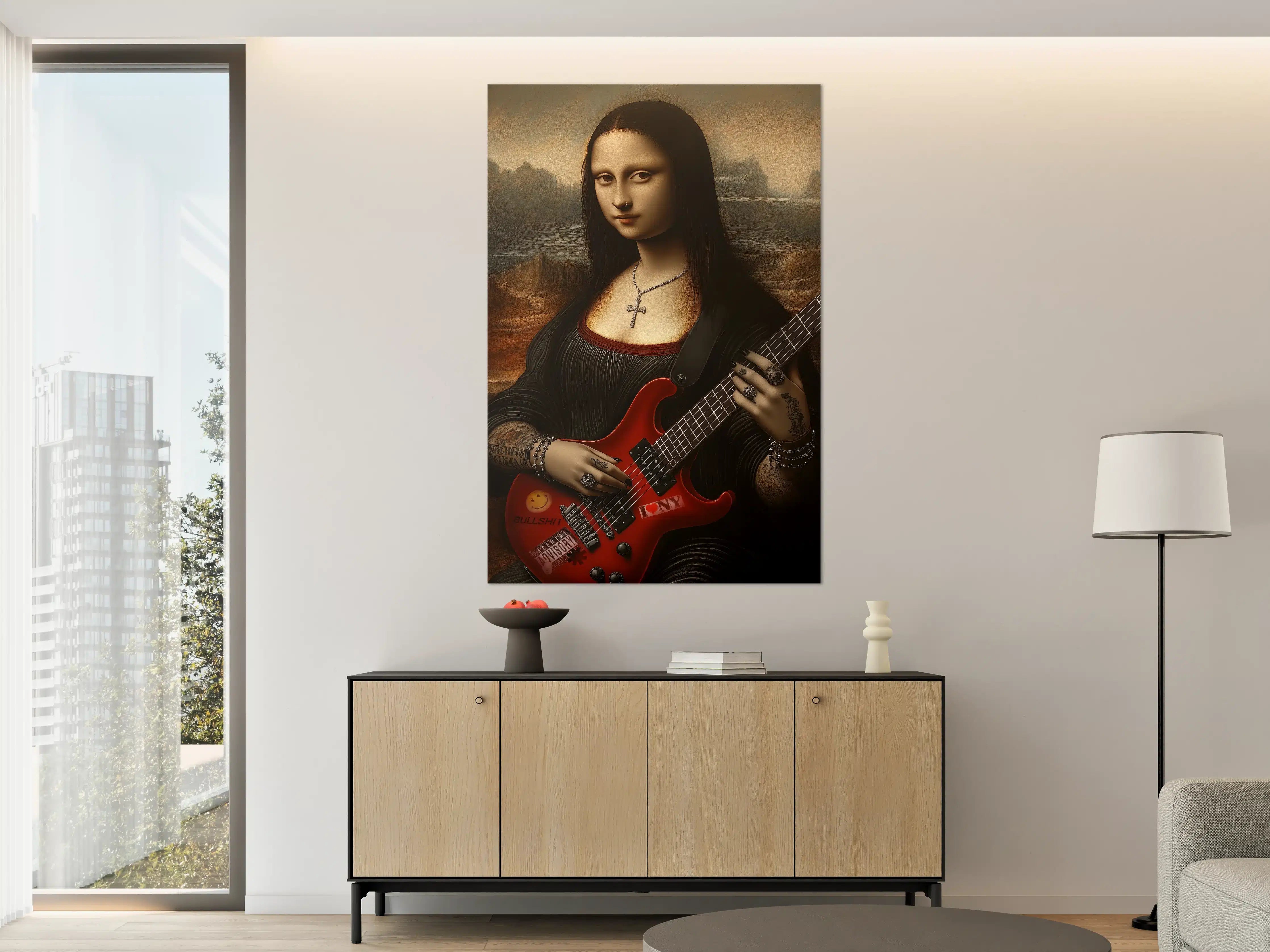Große Wandbilder - Düstere Kunst mit rotem E-Gitarre