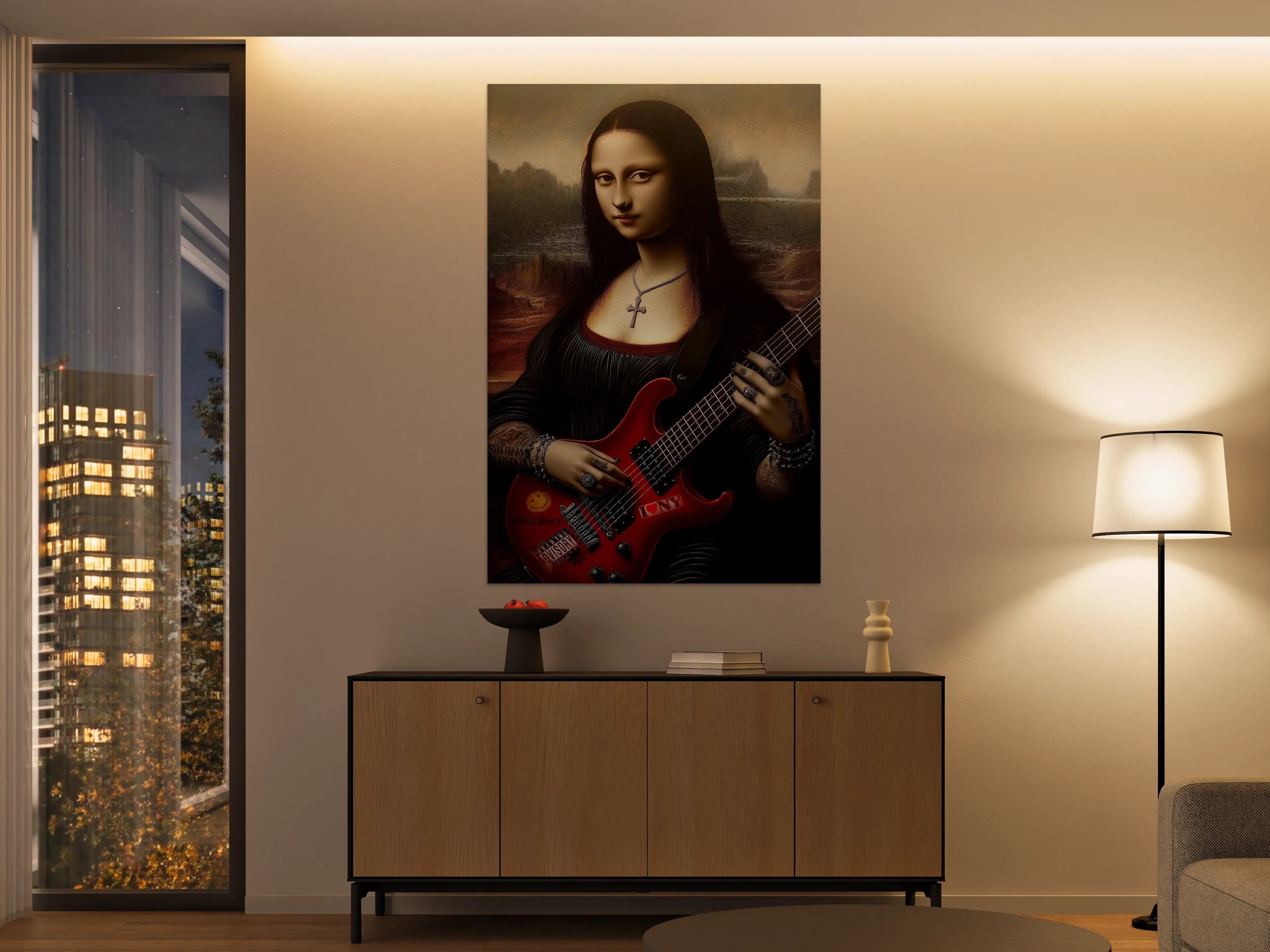 Große Wandbilder - Düstere Kunst mit rotem E-Gitarre
