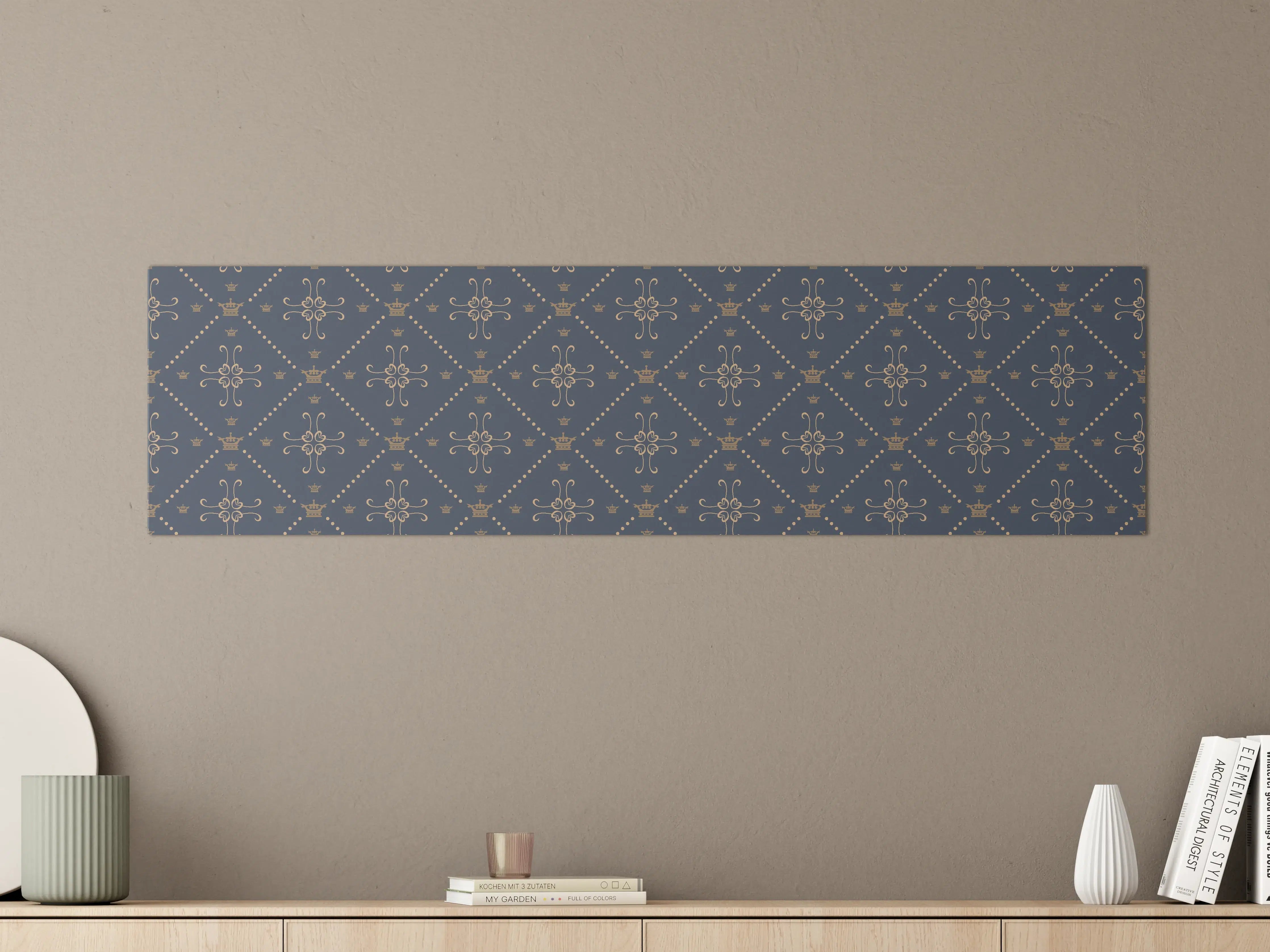 Große Wandbilder - Dunkelblau Ornament Tapetenmuster