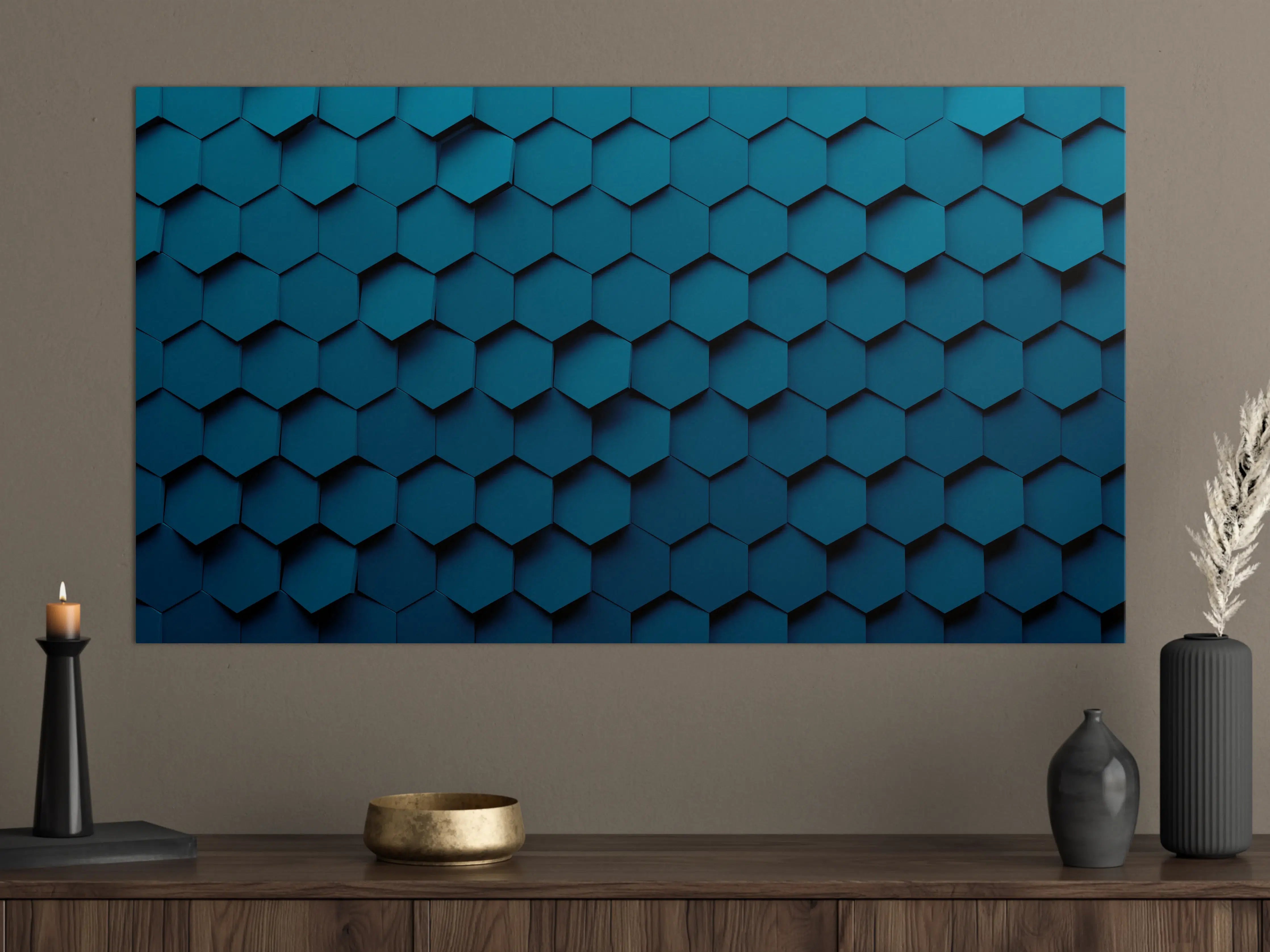 Große Wandbilder - Dunkelblaue 3D-Hexagon-Wanddekoration