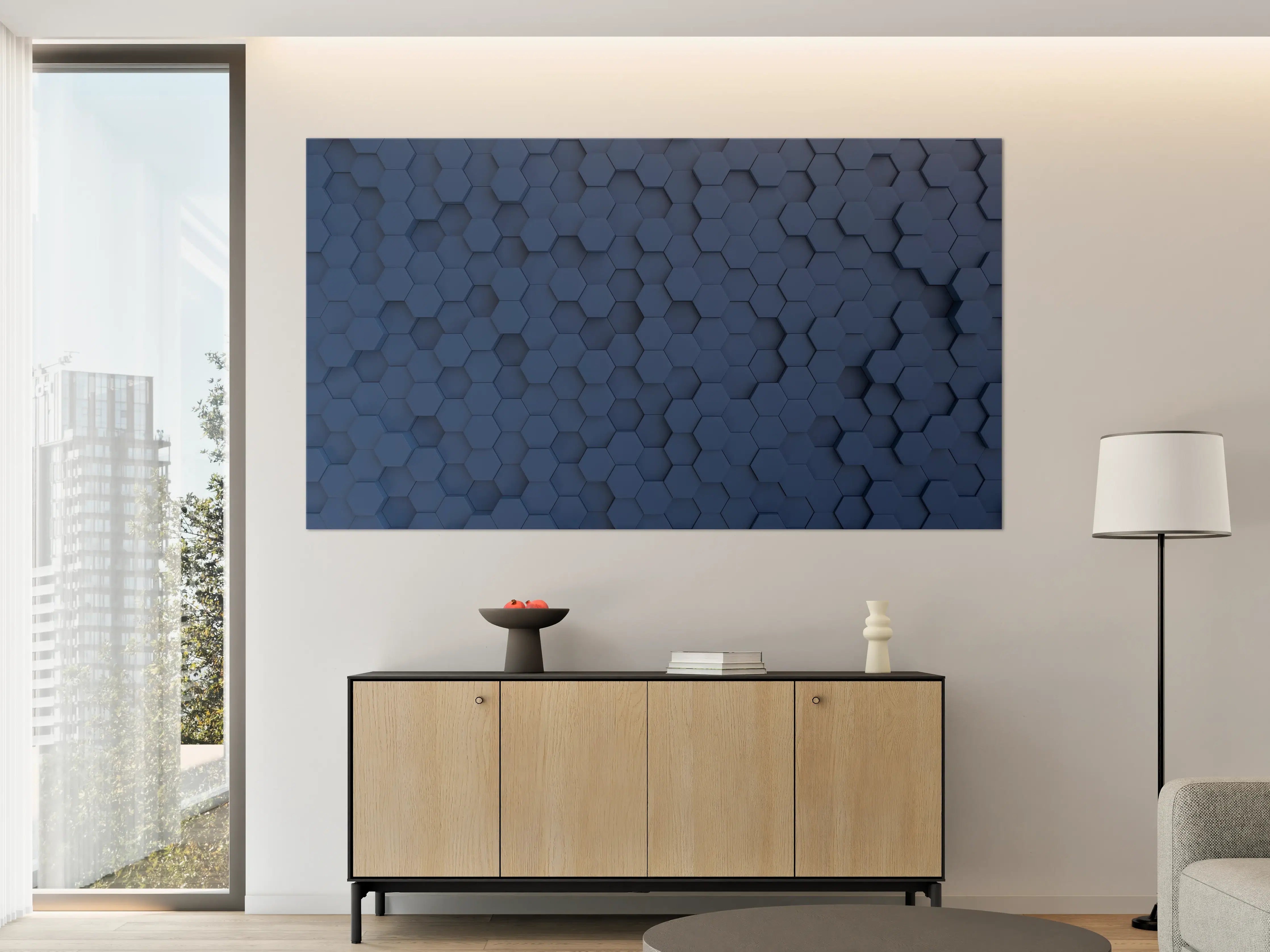 Große Wandbilder - Dunkelblaue Hexagon Hintergrundstruktur