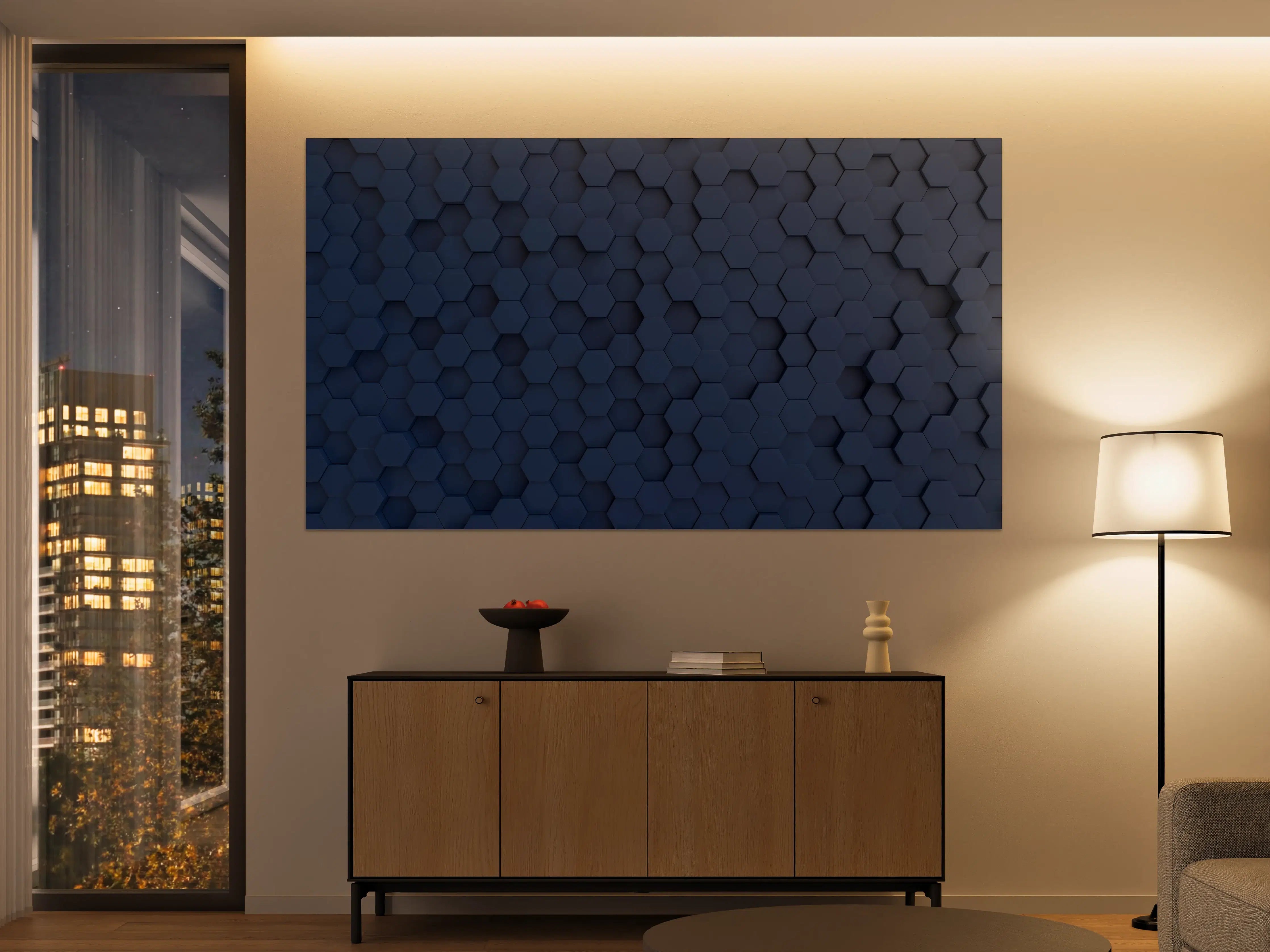 Große Wandbilder - Dunkelblaue Hexagon Hintergrundstruktur