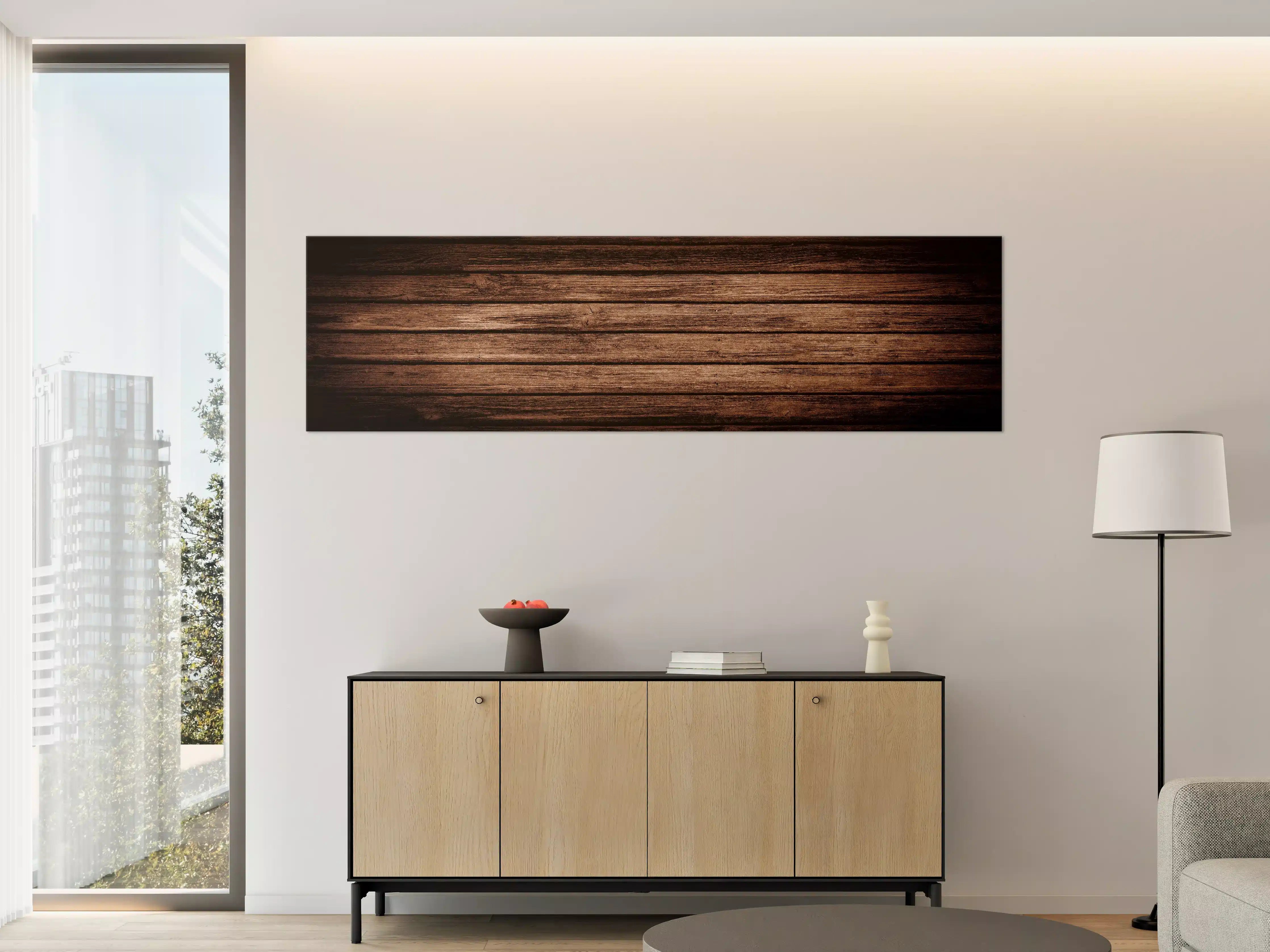 Große Wandbilder - Dunkelbraun-rustikale Holzplanken