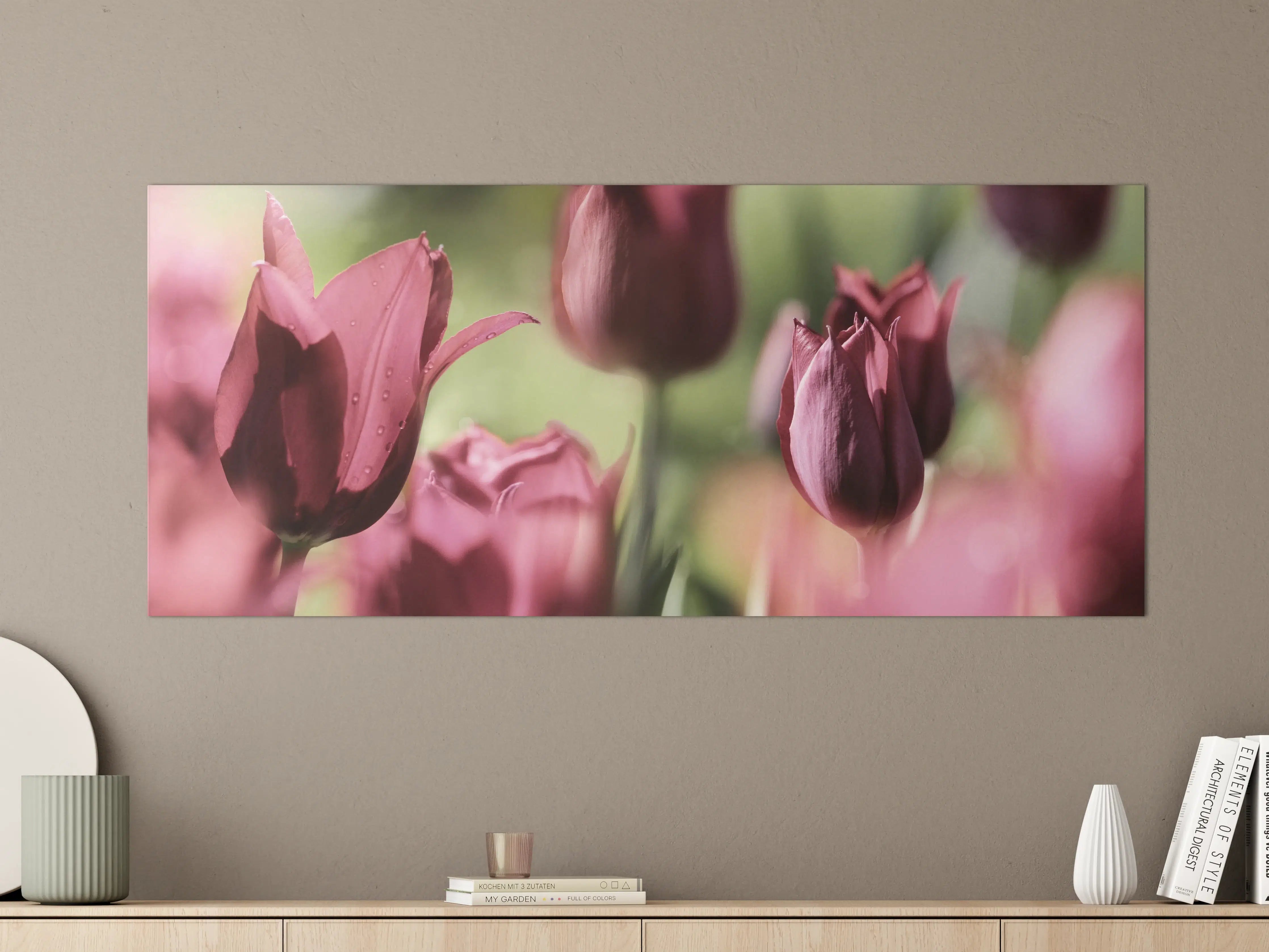Große Wandbilder - Dunkelrosa Tulpen
