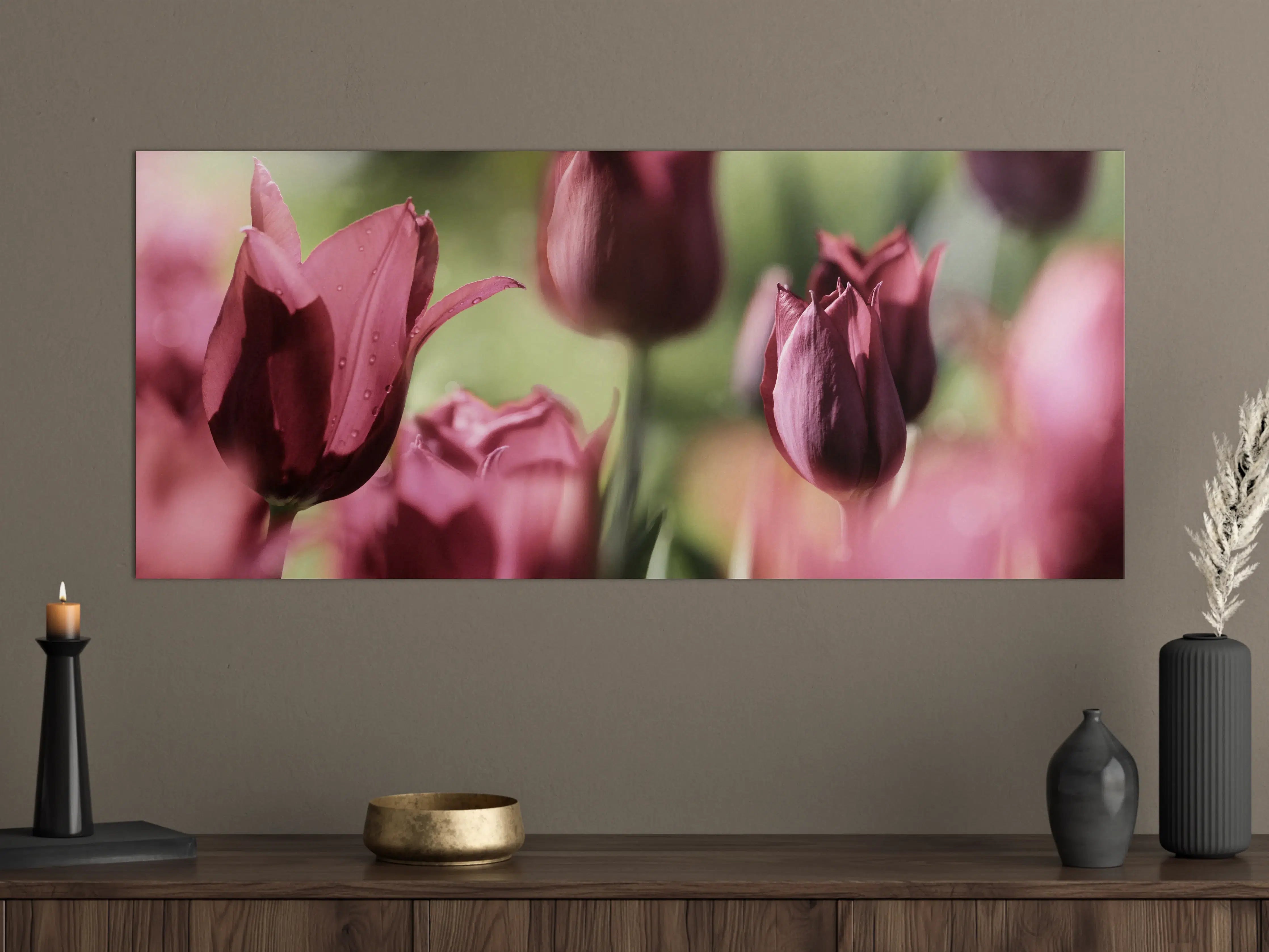 Große Wandbilder - Dunkelrosa Tulpen