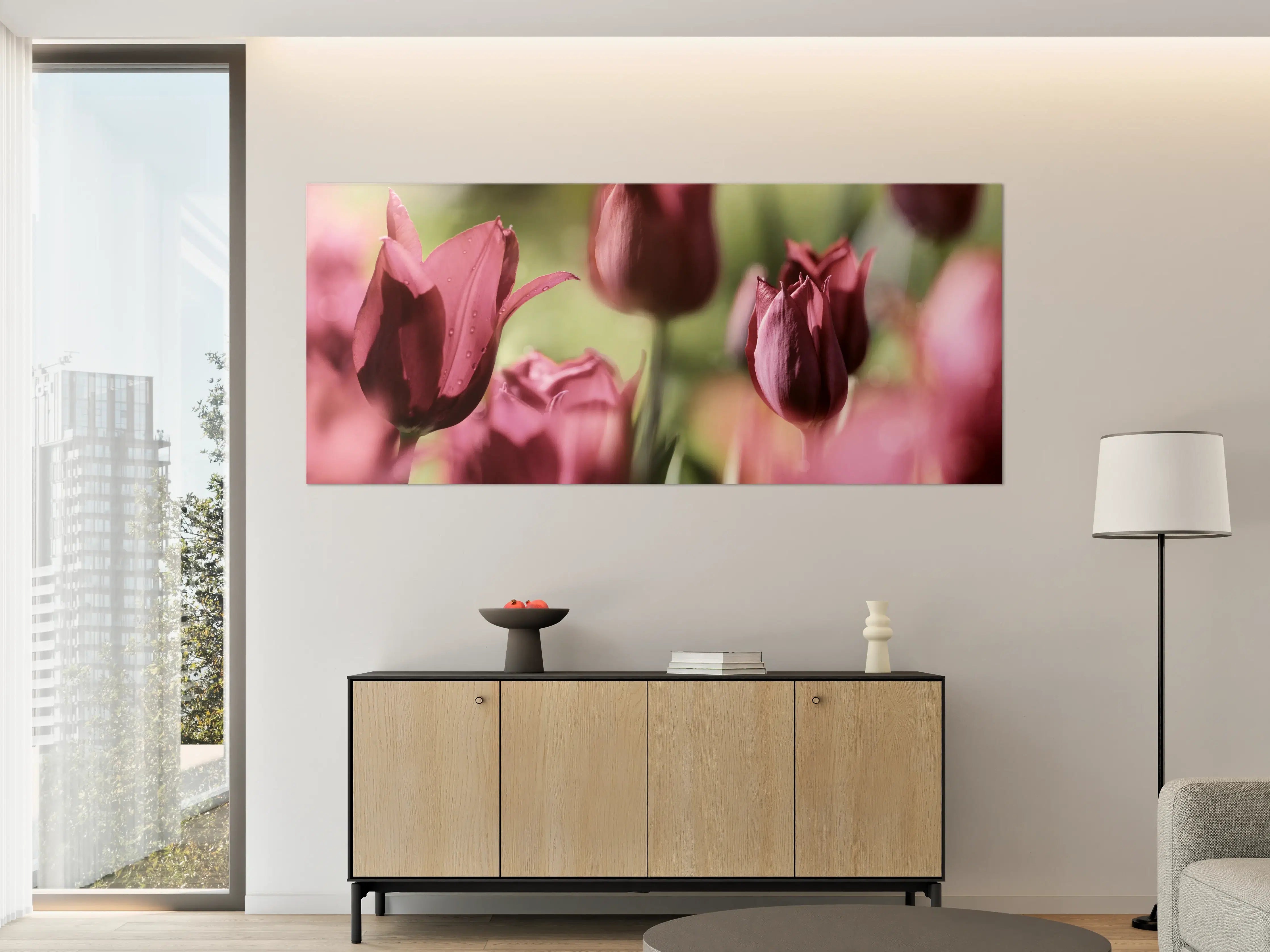 Große Wandbilder - Dunkelrosa Tulpen