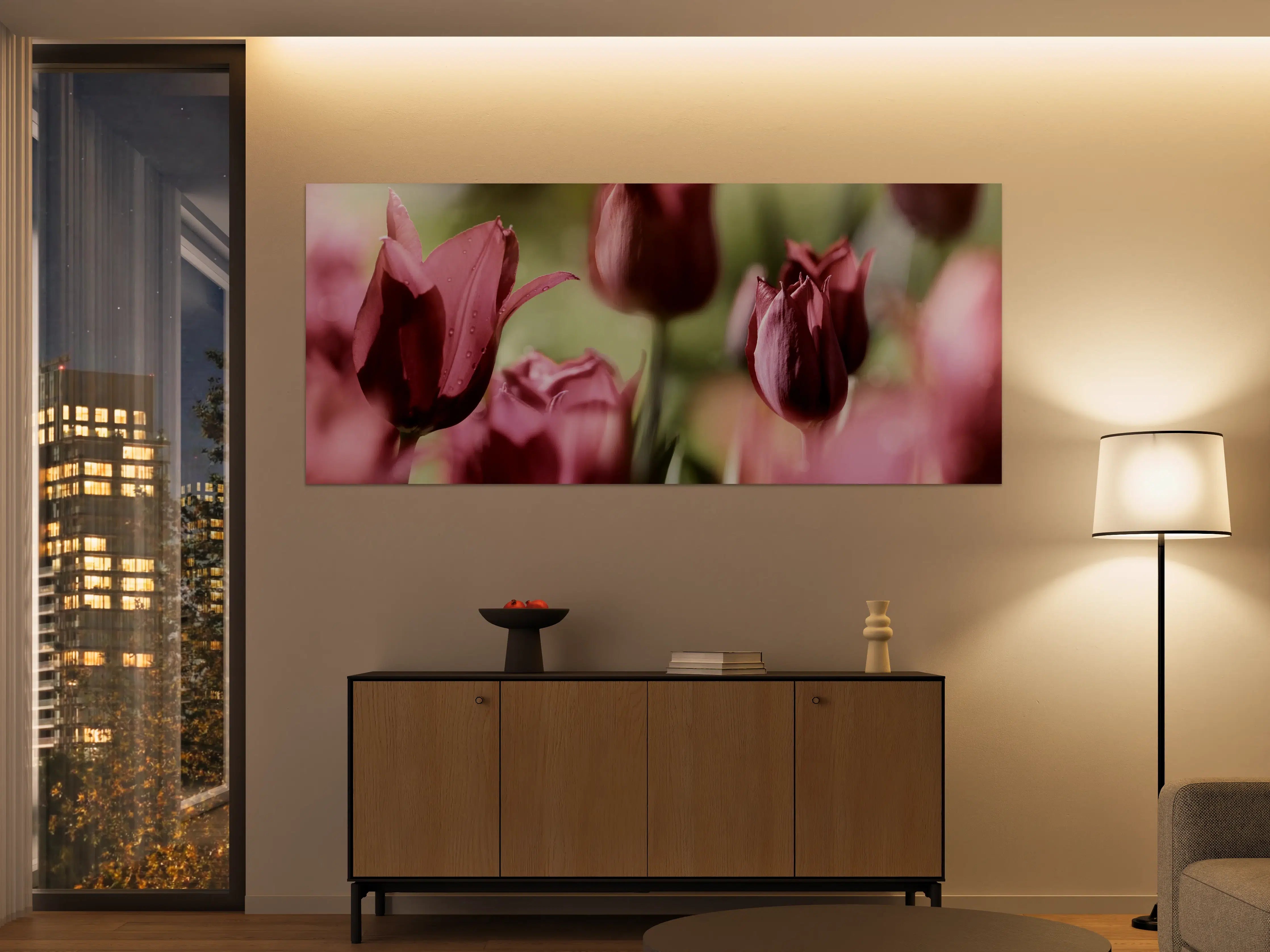 Große Wandbilder - Dunkelrosa Tulpen