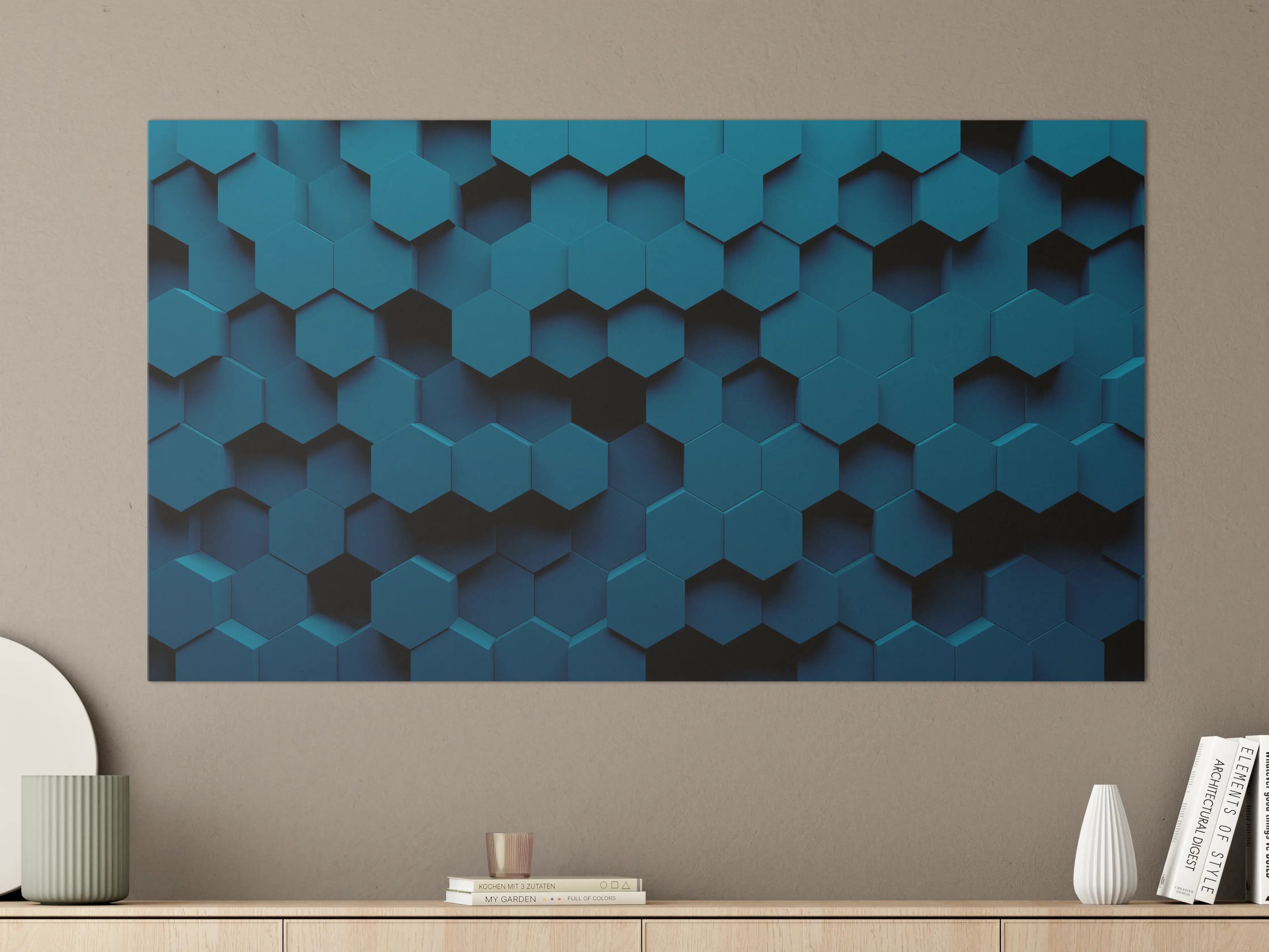 Große Wandbilder - Dunkle Blaue Hexagon-Struktur