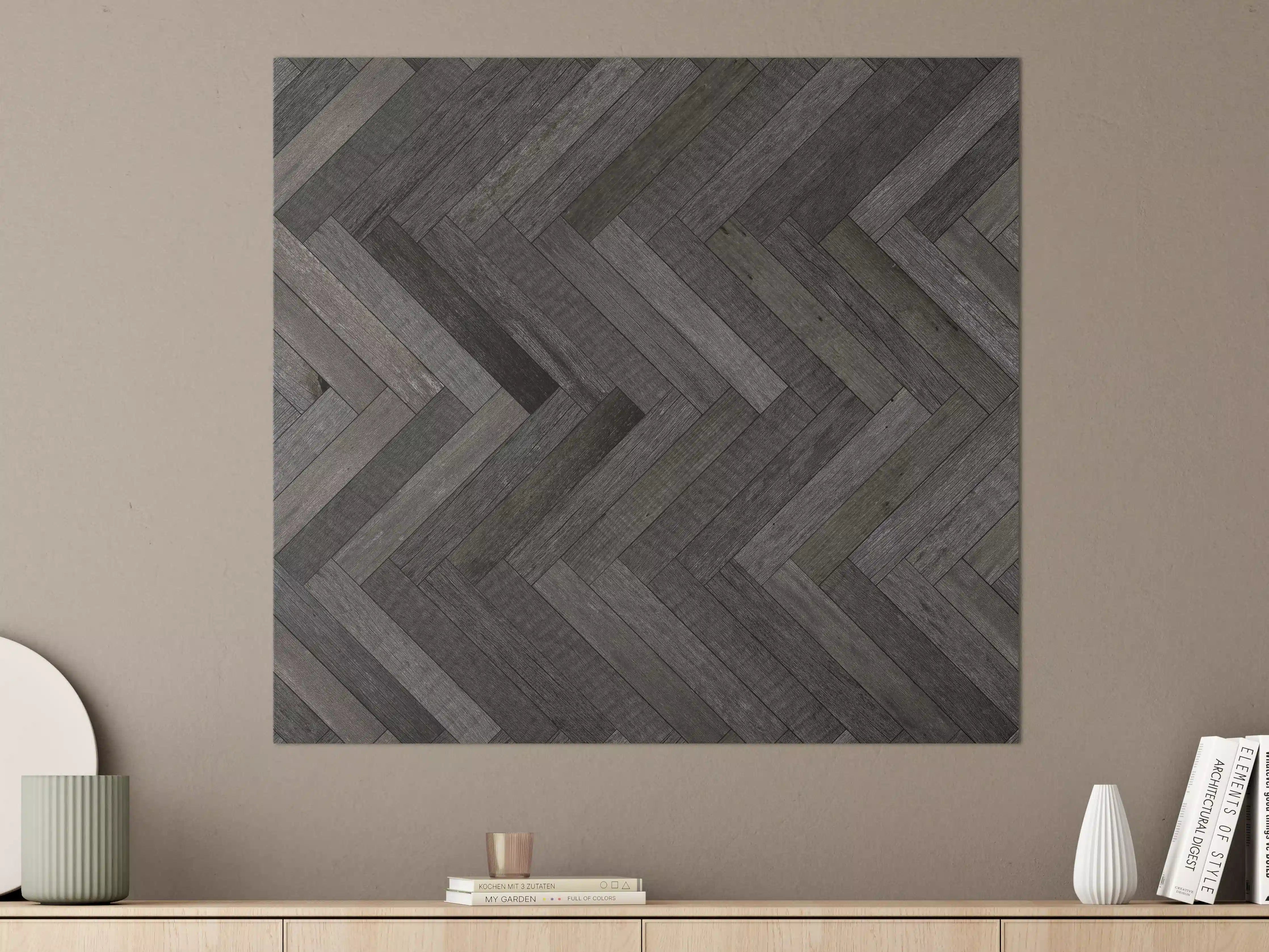 Große Wandbilder - Dunkle Herringbone-Parkettierung