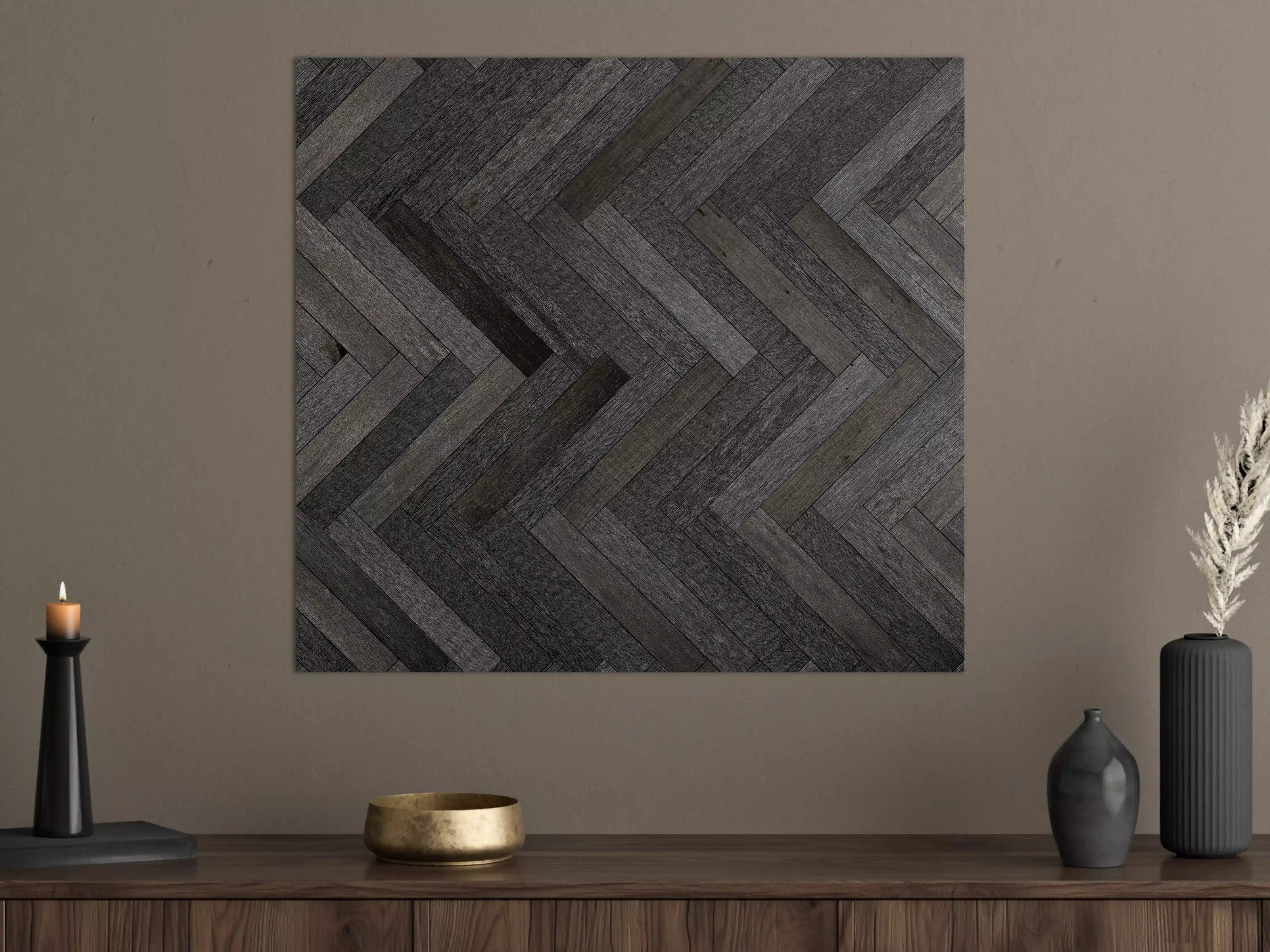Große Wandbilder - Dunkle Herringbone-Parkettierung