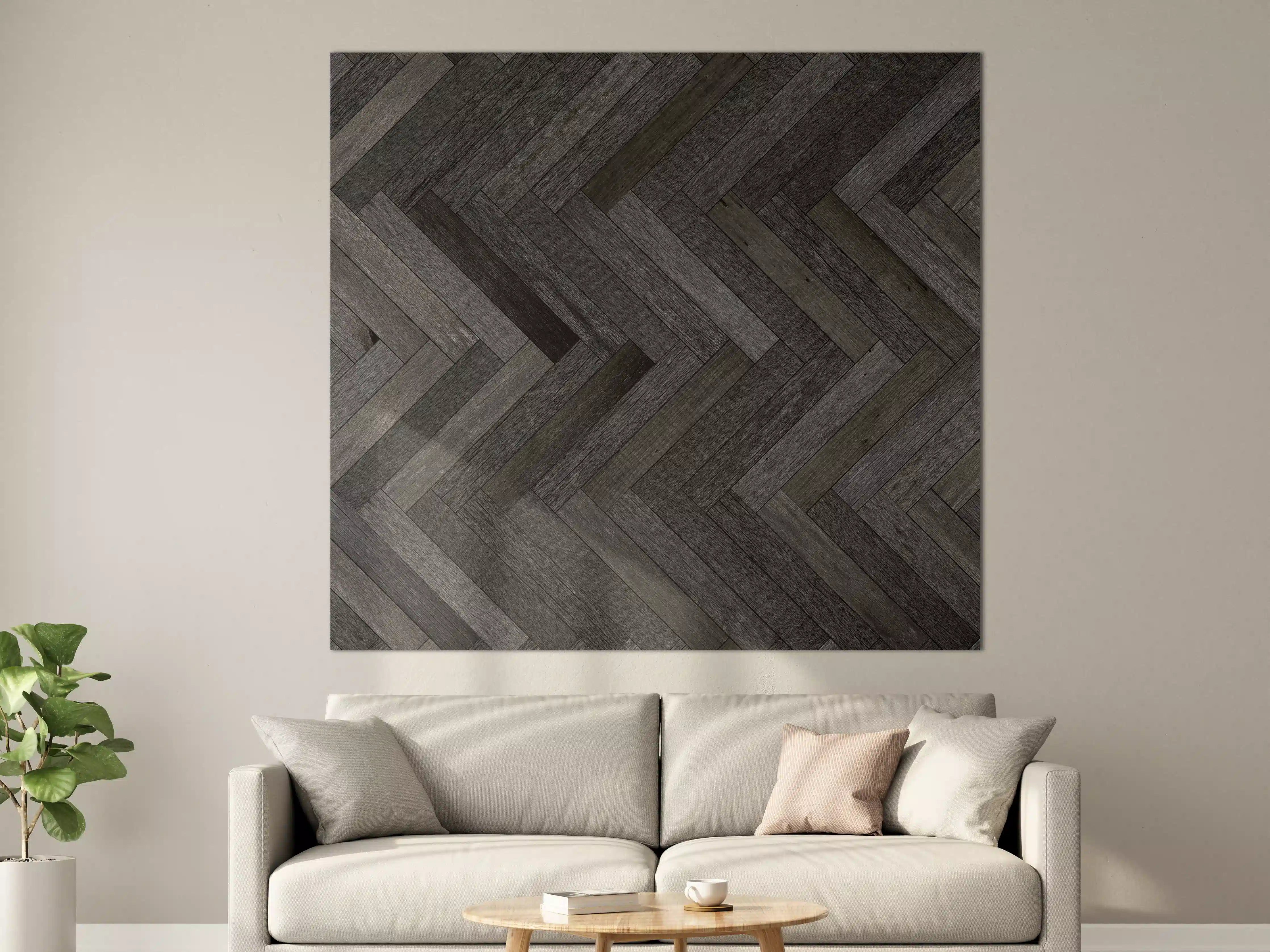 Große Wandbilder - Dunkle Herringbone-Parkettierung