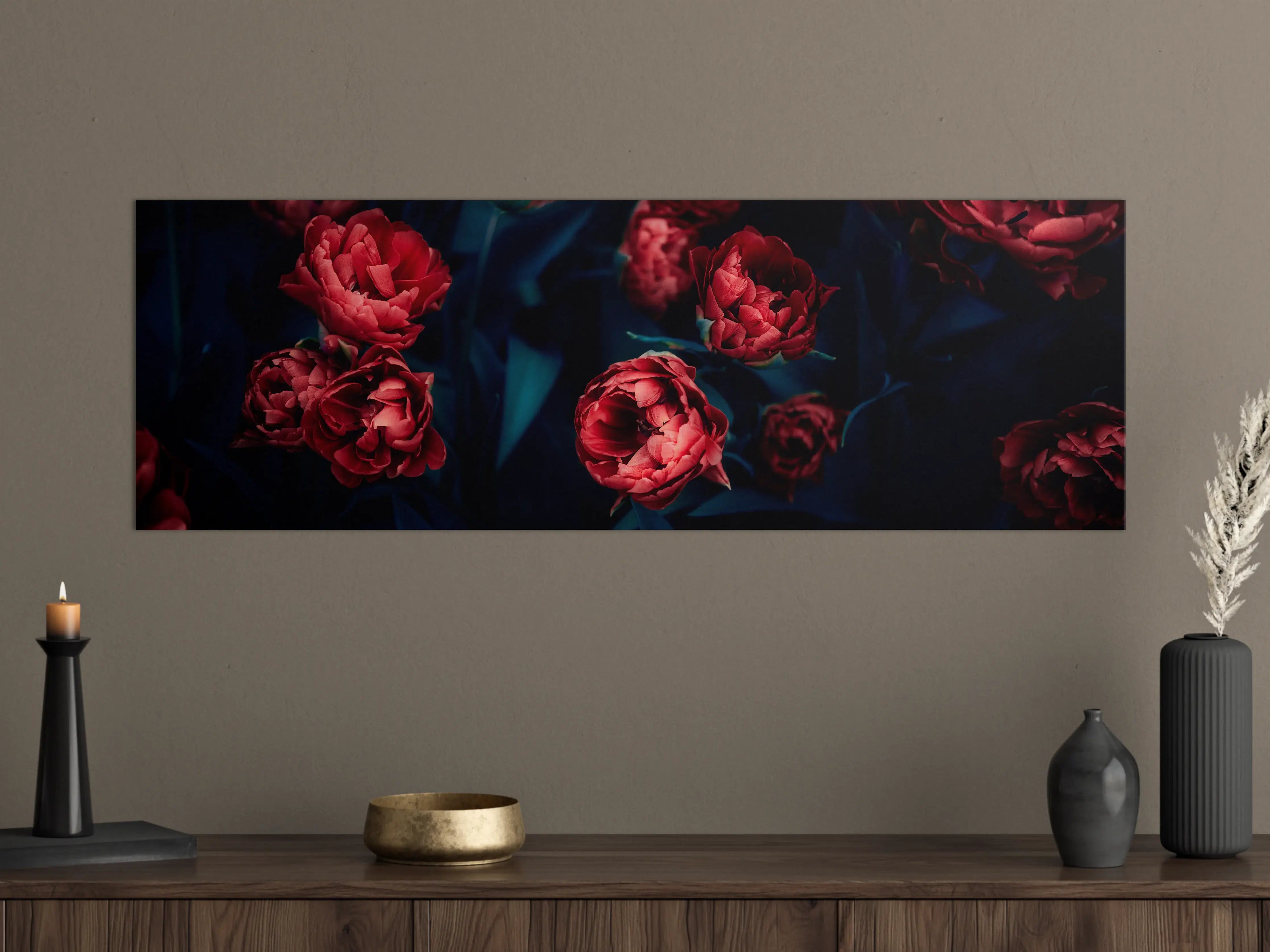 Große Wandbilder - Dunkle Rosen mit dunklem Hintergrund