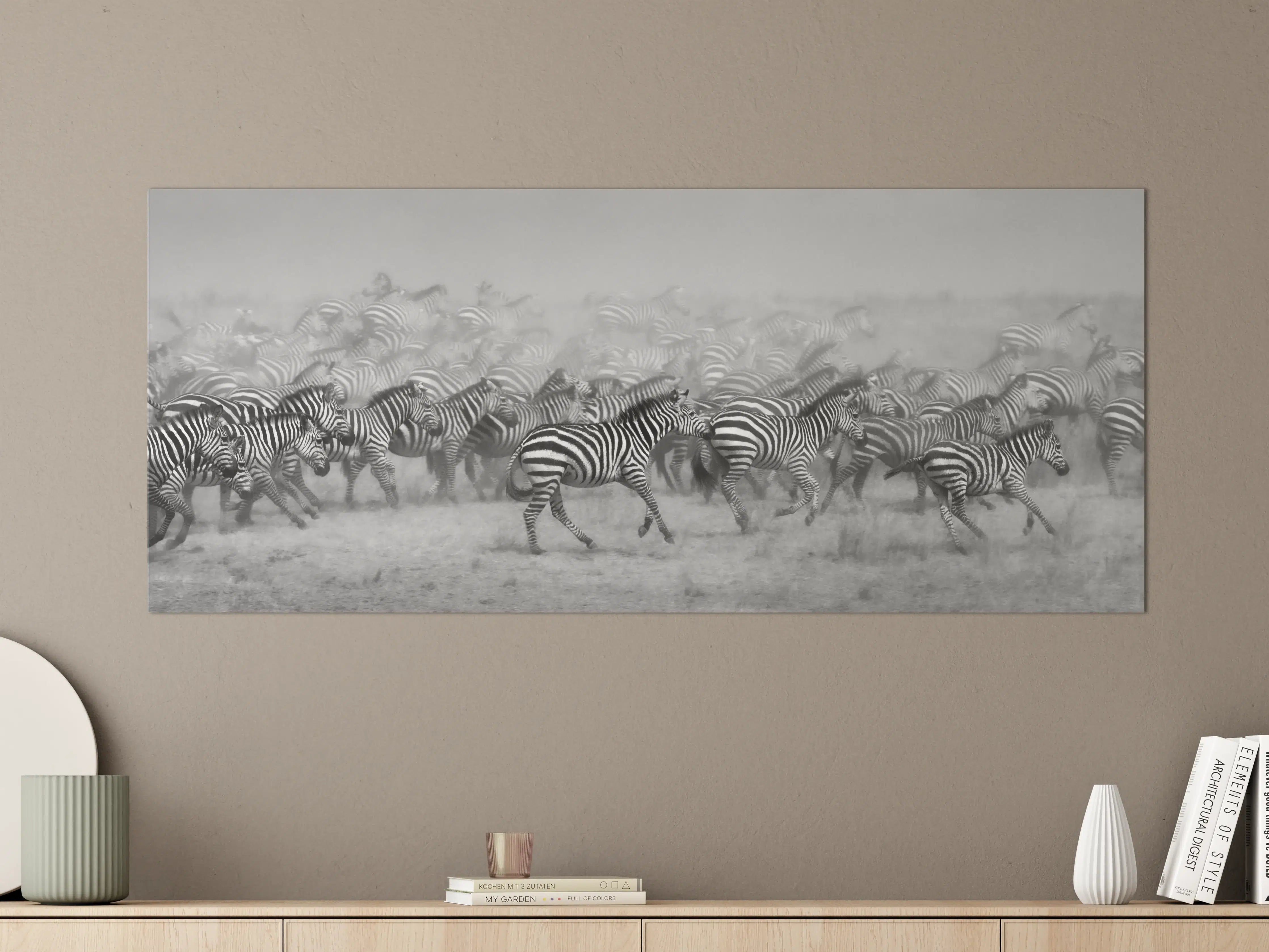 Große Wandbilder - Dunkle Zebras in der Steppe