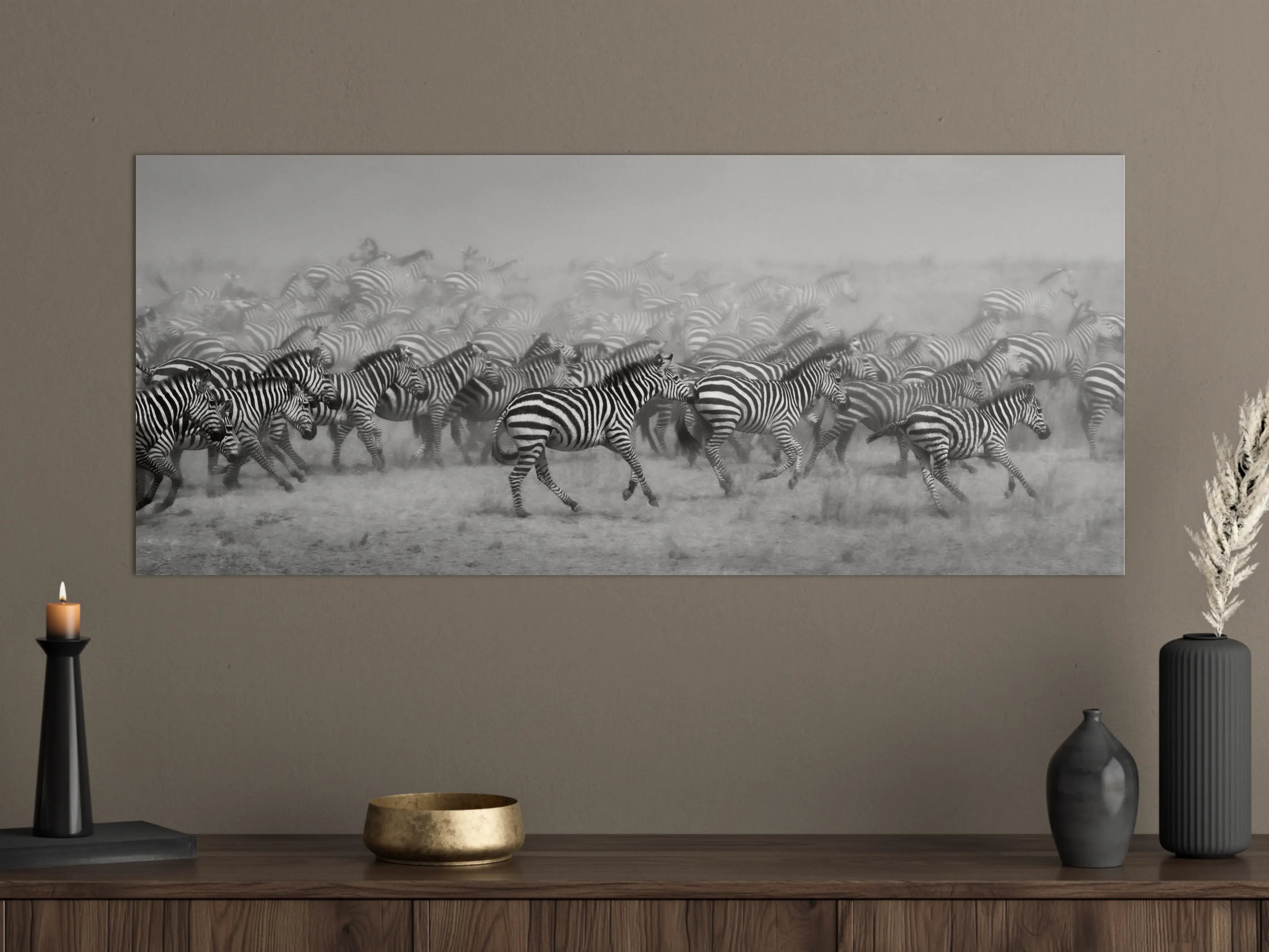 Große Wandbilder - Dunkle Zebras in der Steppe