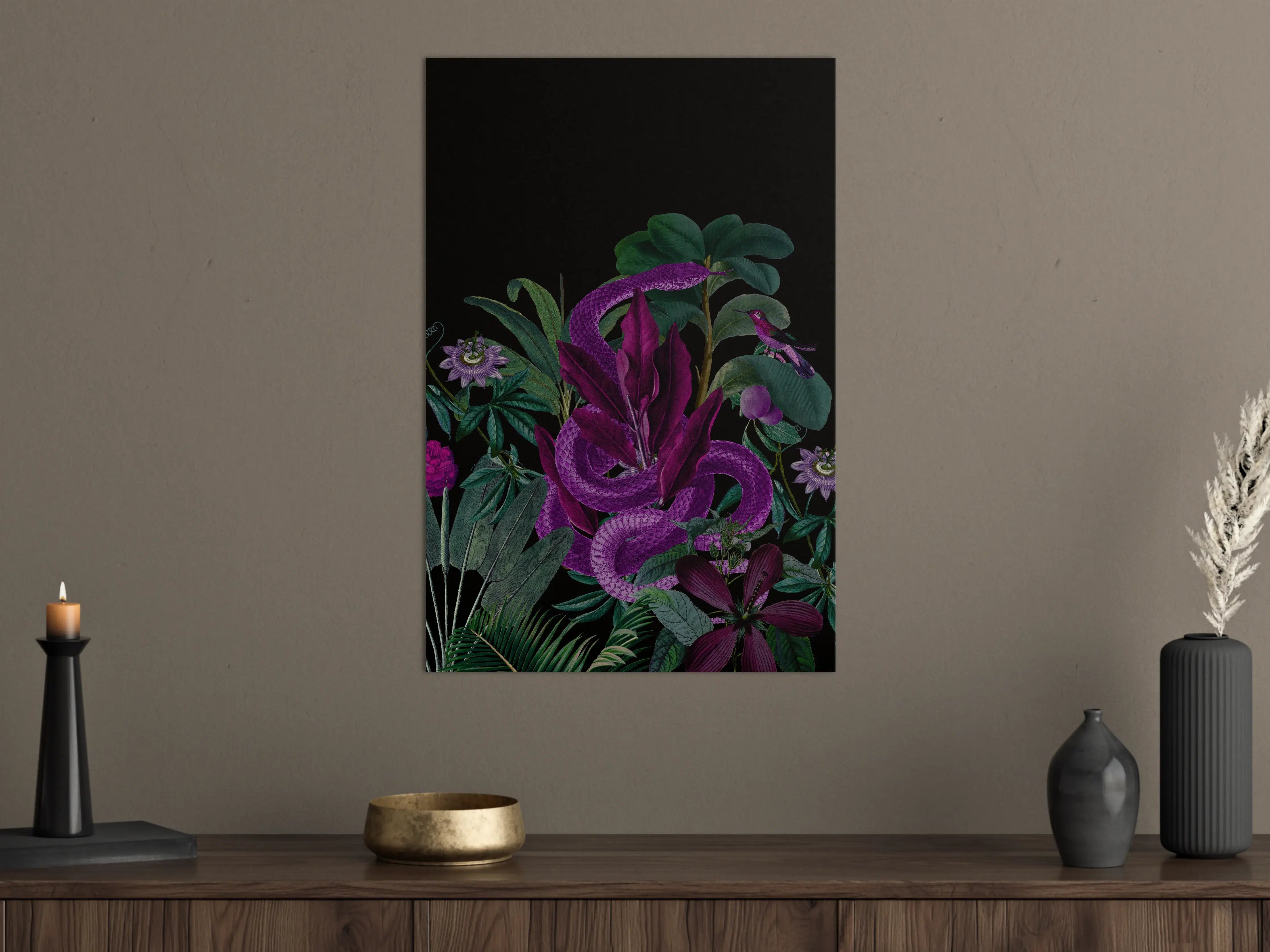 Große Wandbilder - Dunkler Dschungel-Schlangen-Print