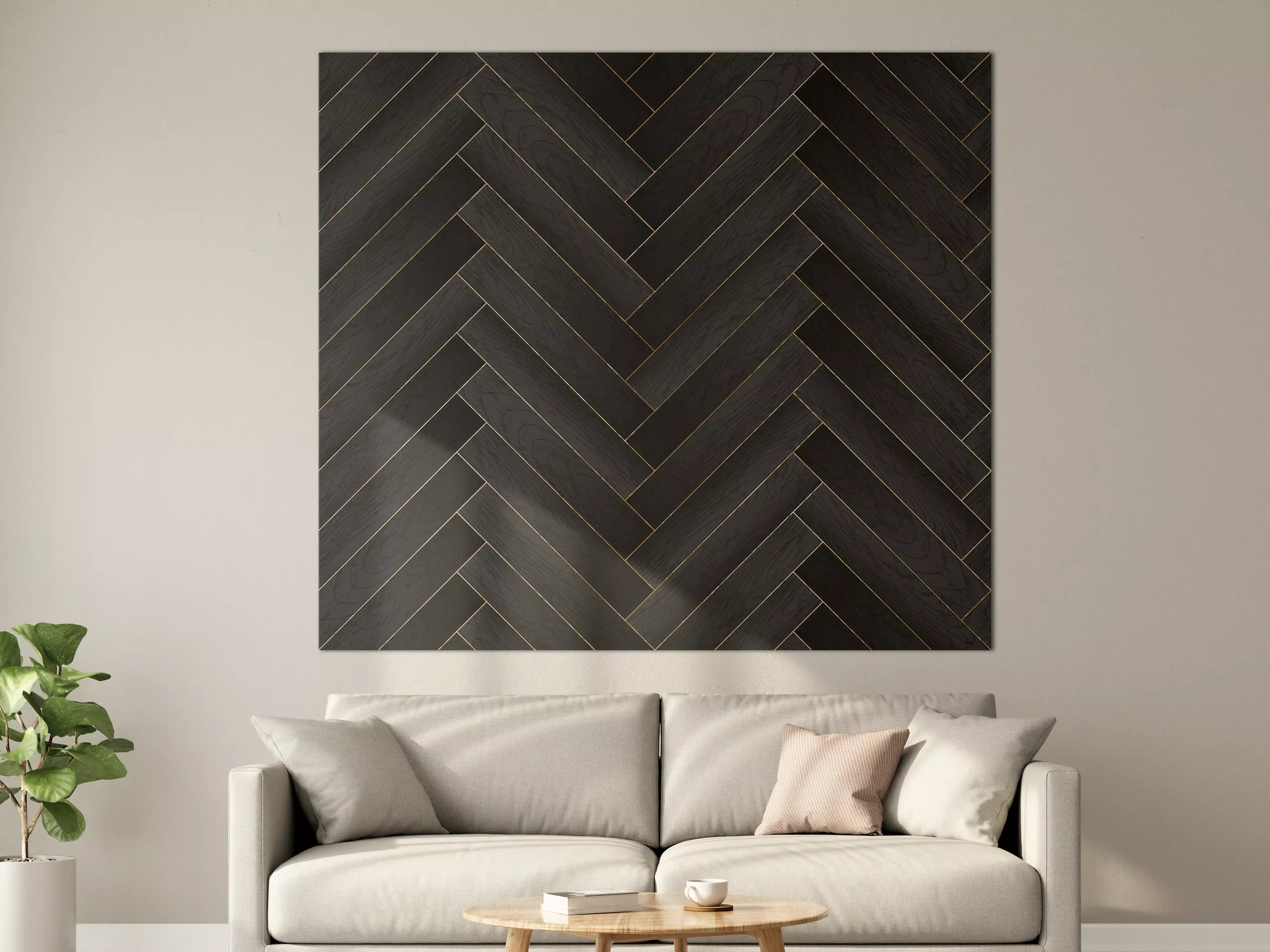 Große Wandbilder - Dunkles Fischgrät Holzparkett