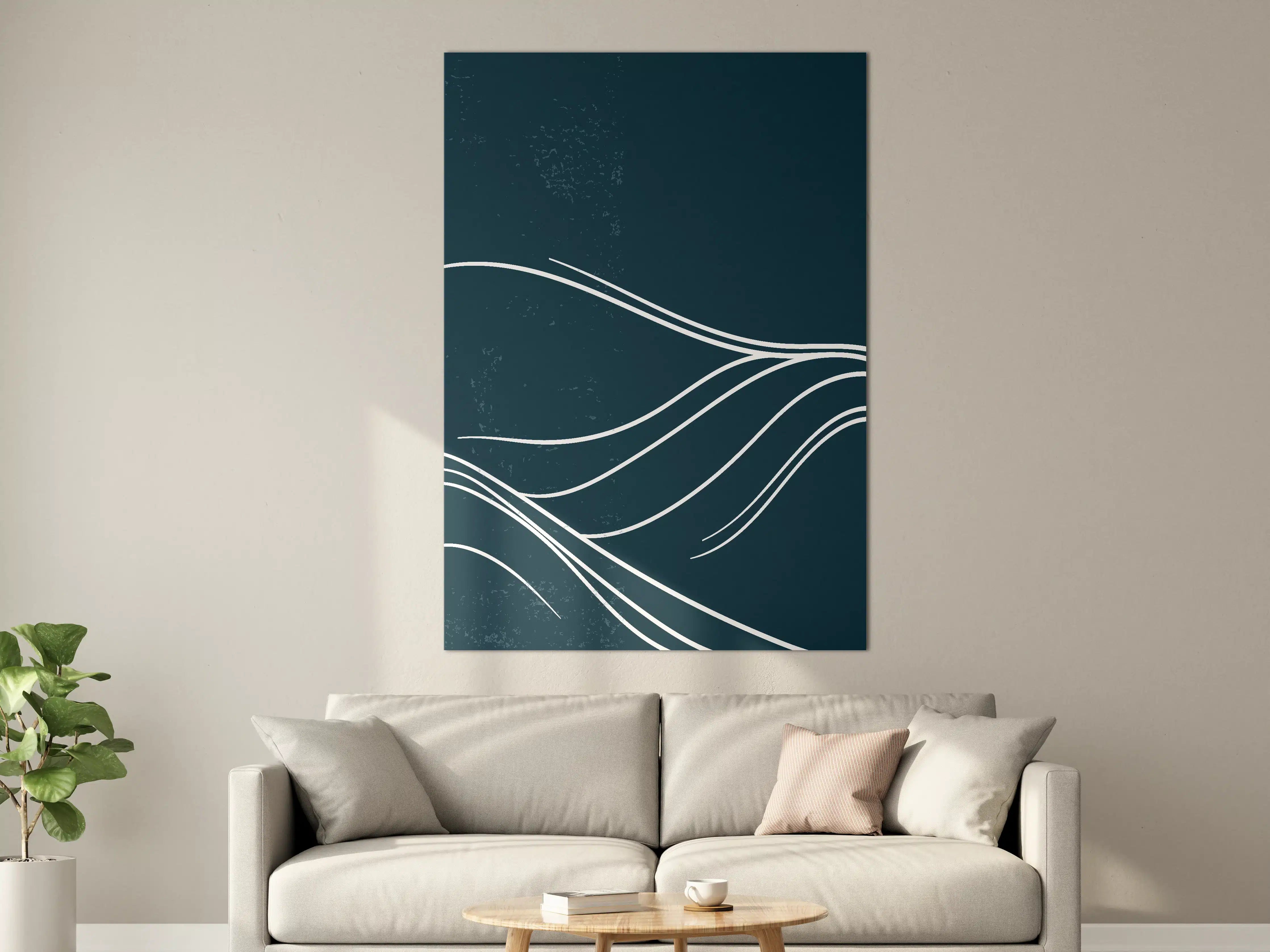 Große Wandbilder - Dunkles Meereswellen-Design mit weißen Linien