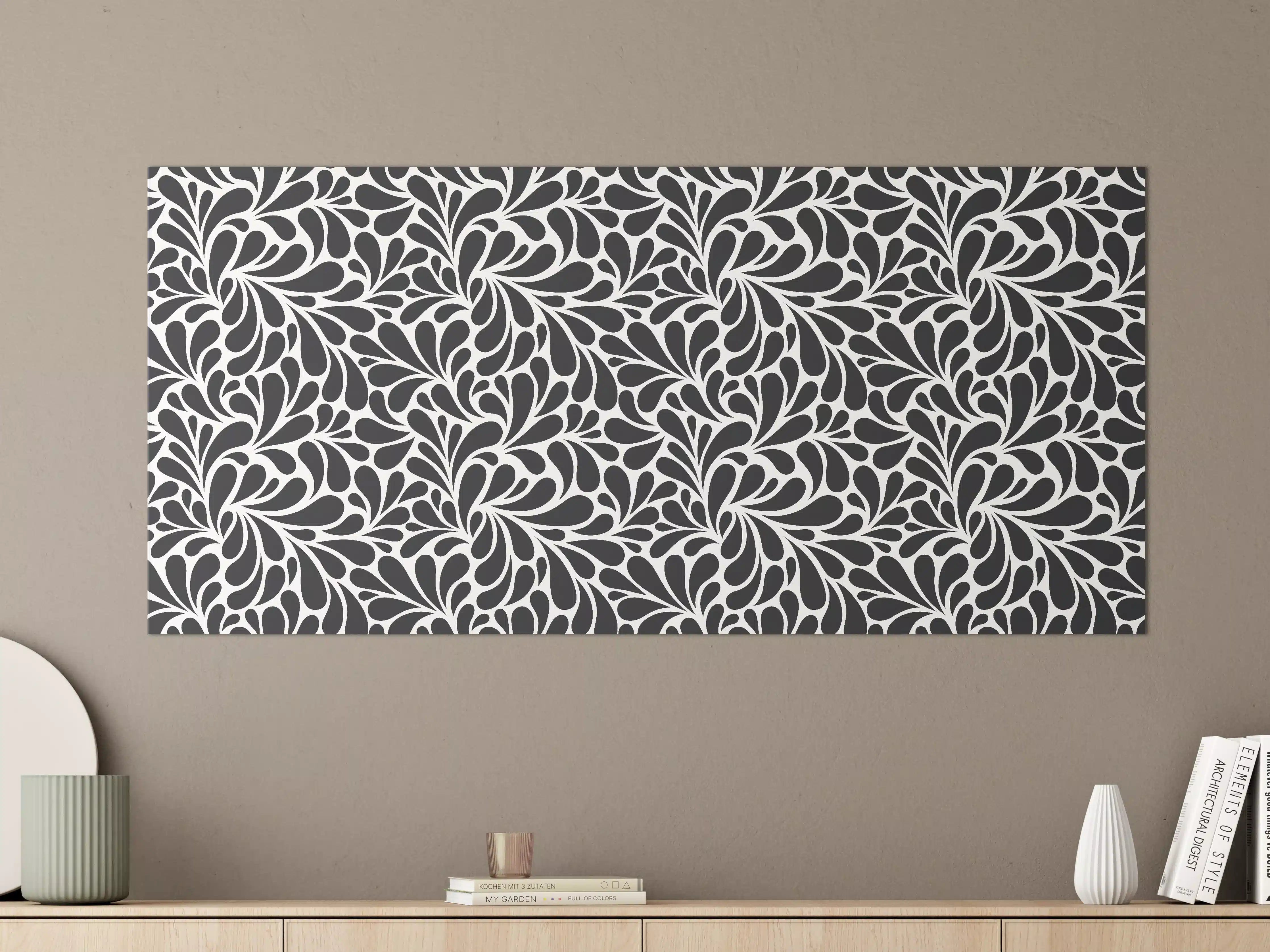 Große Wandbilder - Dunkles, floral inspiriertes Muster
