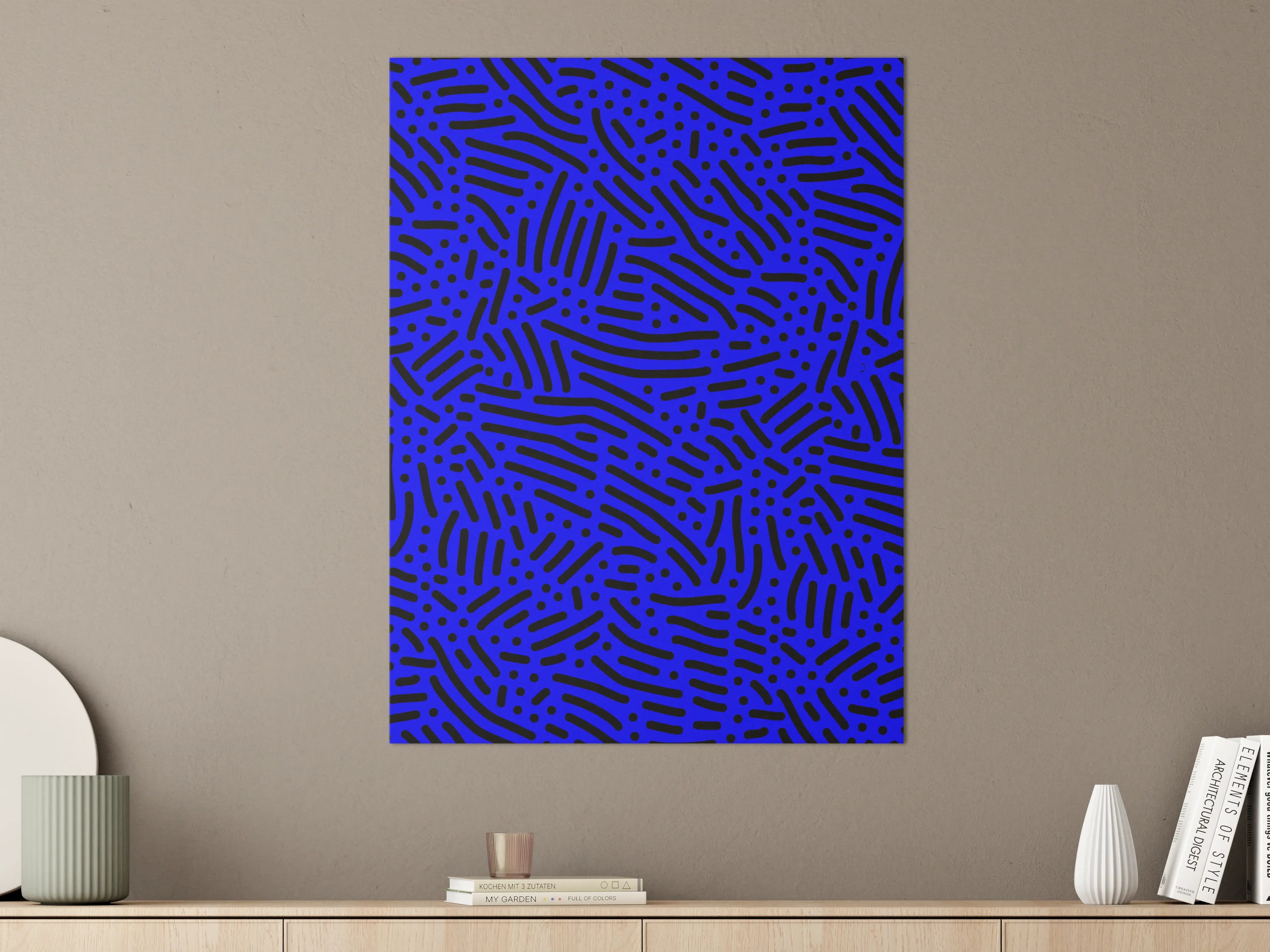 Große Wandbilder - Dynamisches Muster in Blau und Schwarz