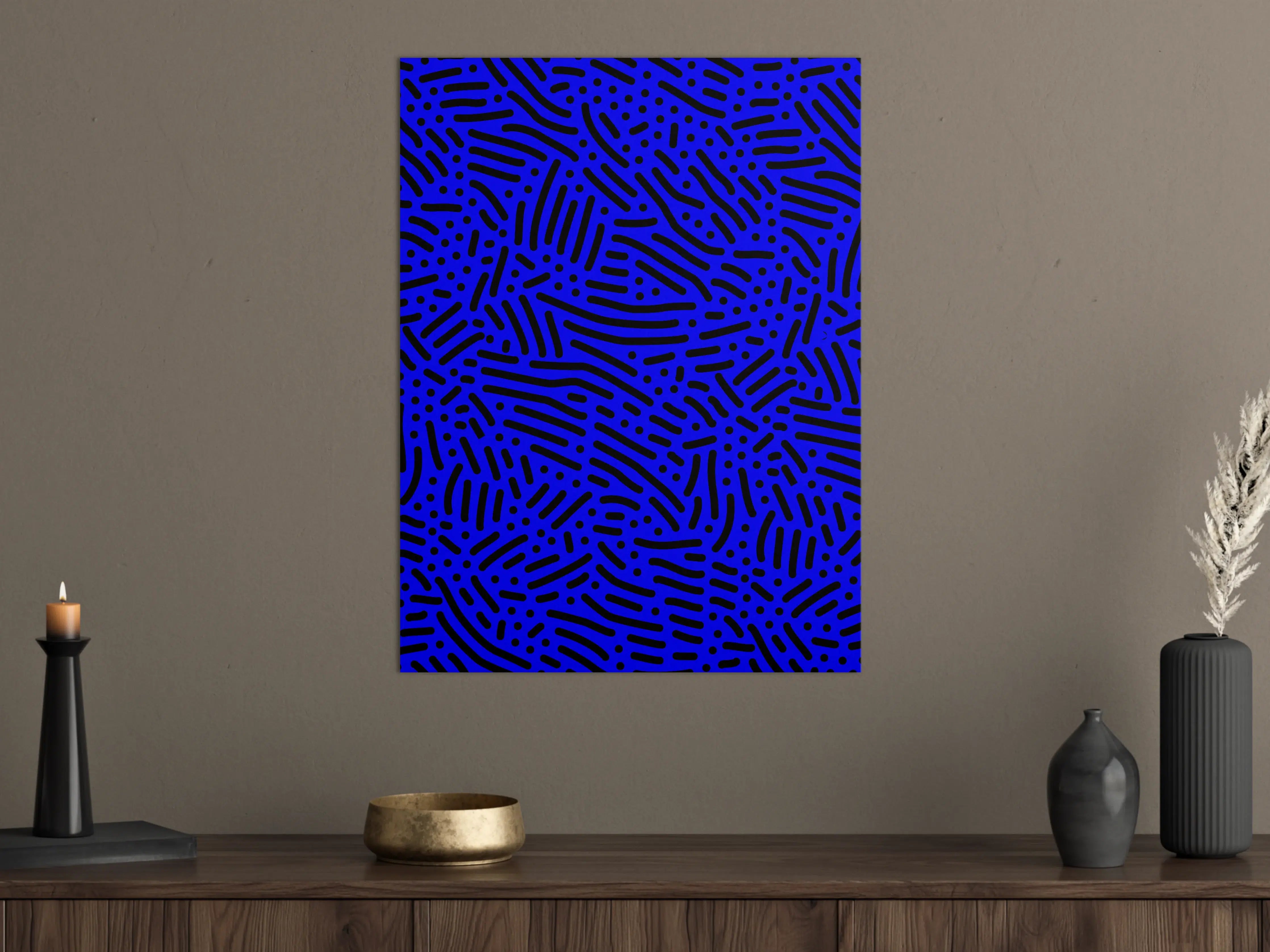 Große Wandbilder - Dynamisches Muster in Blau und Schwarz