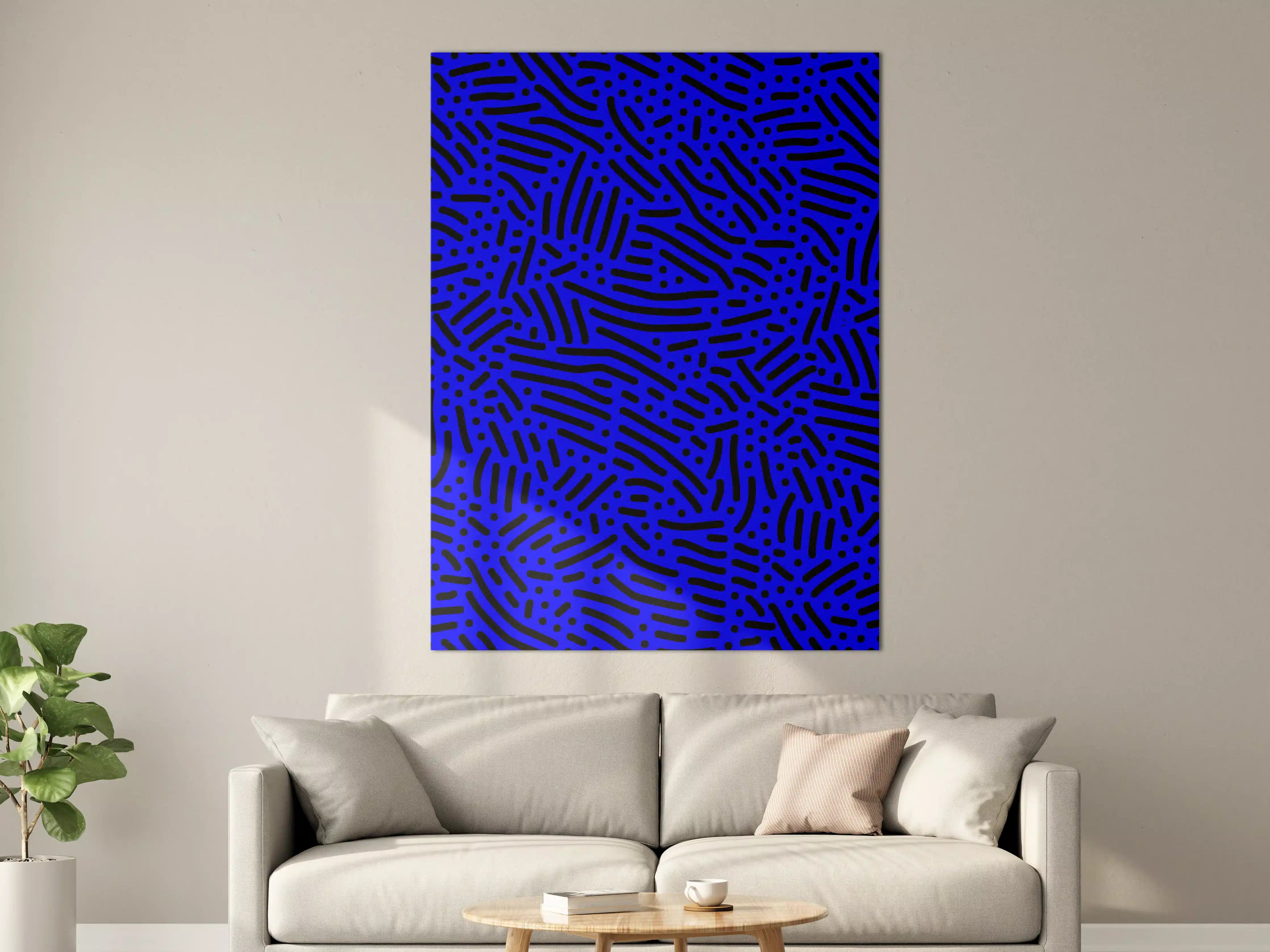 Große Wandbilder - Dynamisches Muster in Blau und Schwarz
